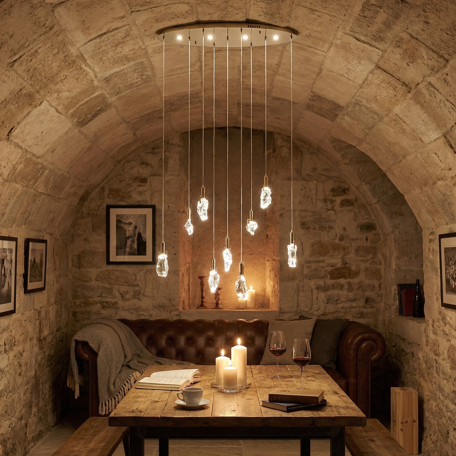 Yiosi Series Oval Crystal Pendant Light 39" Style A - scene-3