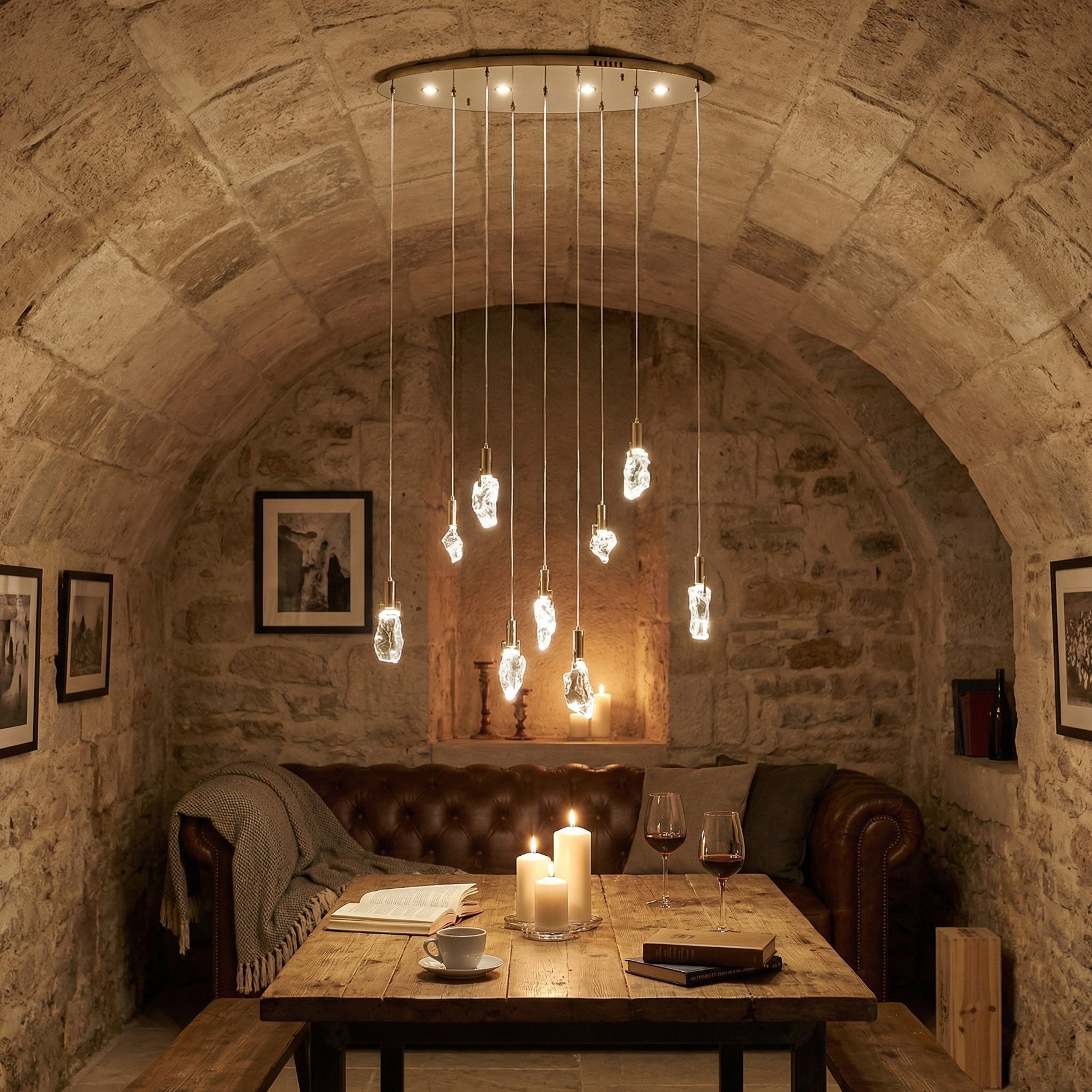Yiosi Series Oval Crystal Pendant Light 39" Style A - scene-3