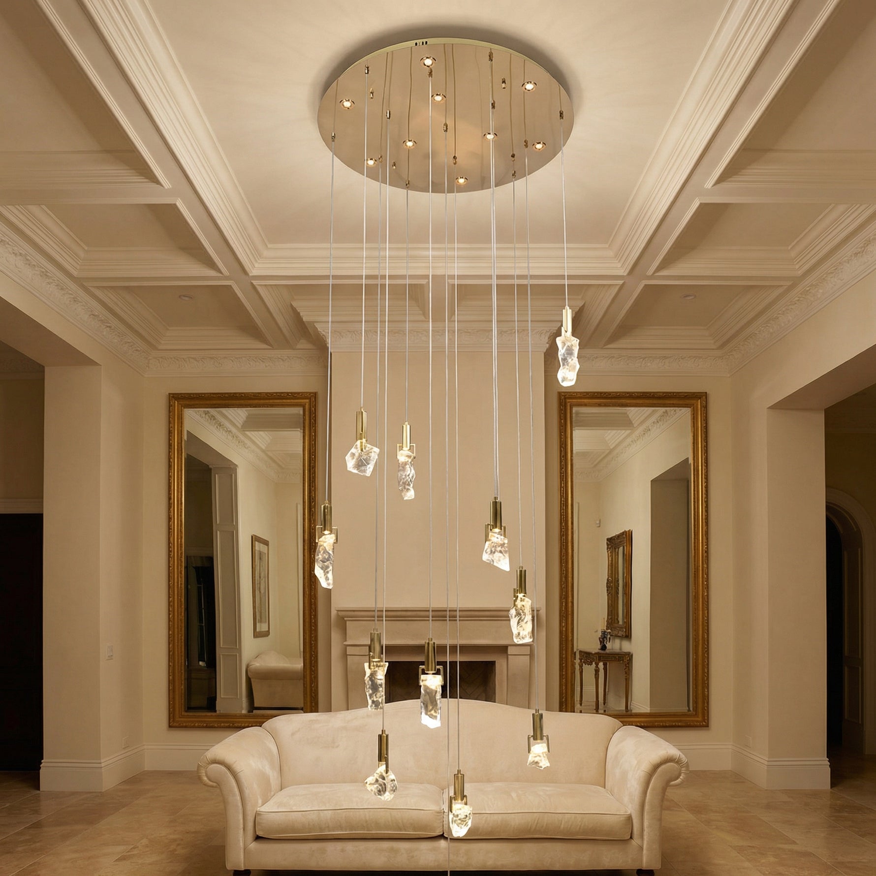 Yiosi Series Oval Crystal Pendant Light 39" Style A - scene-1