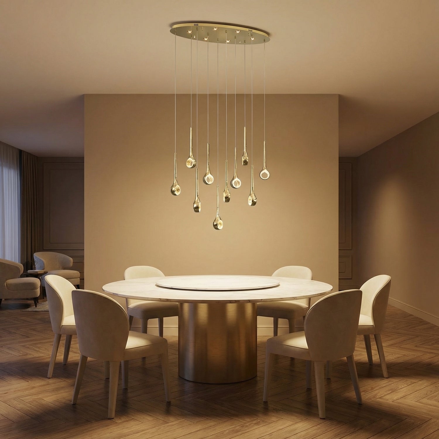 Yiosi Series Oval Crystal Pendant Light 39" Style B - scene-1