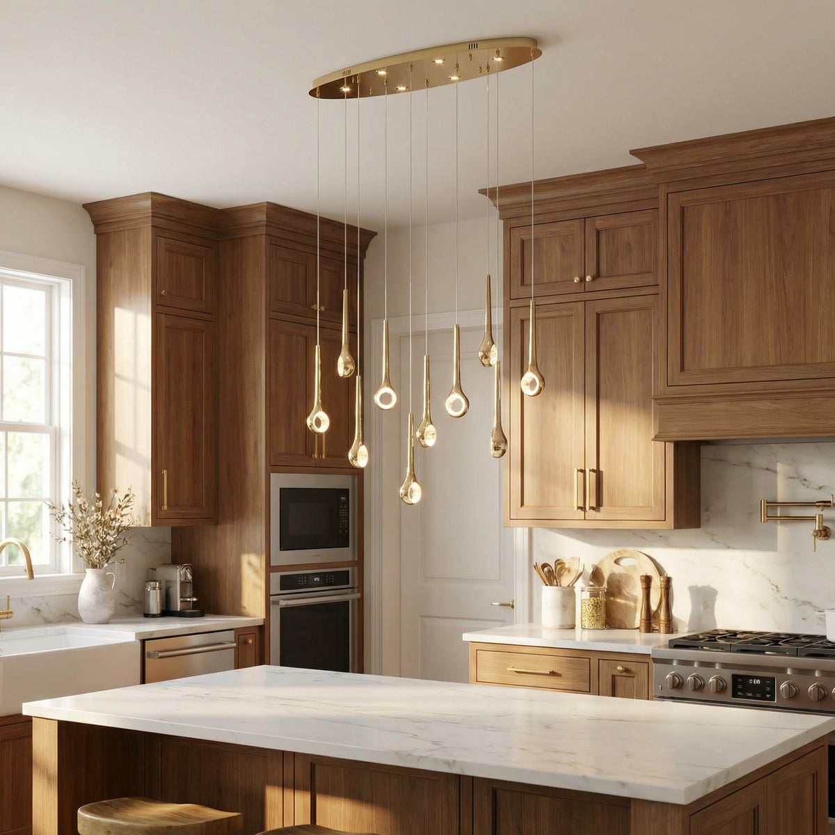 Yiosi Series Oval Crystal Pendant Light 39" Style B - scene-2