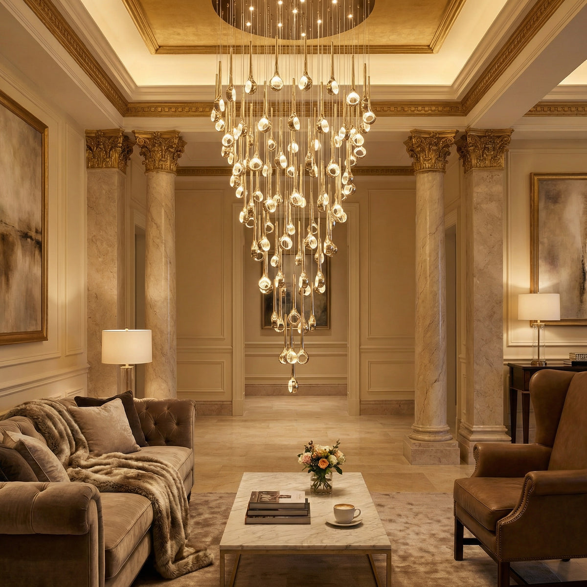 Yiosi Series Oval Crystal Pendant Light 39" Style B - scene-3