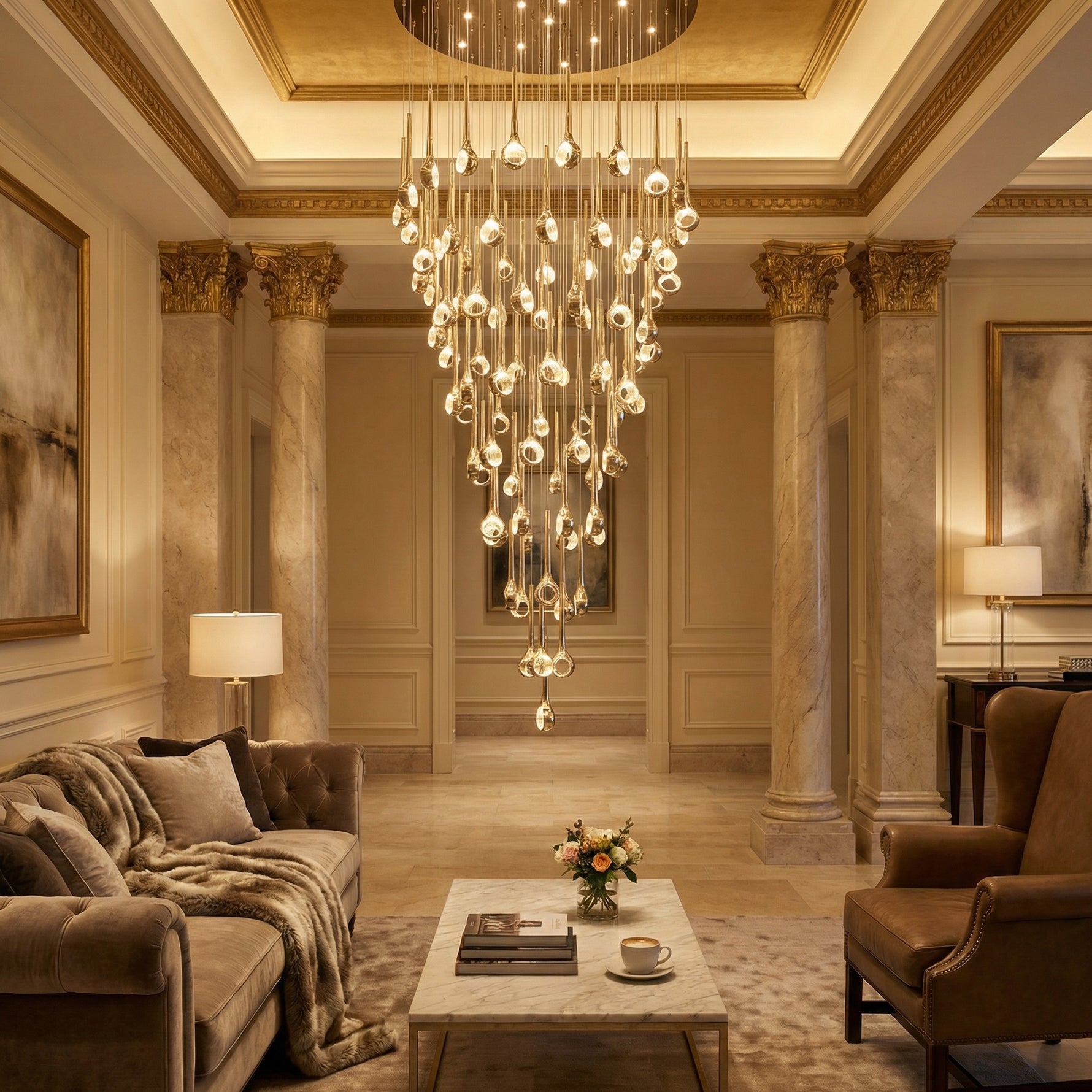 Yiosi Series Oval Crystal Pendant Light 39" Style B - scene-3