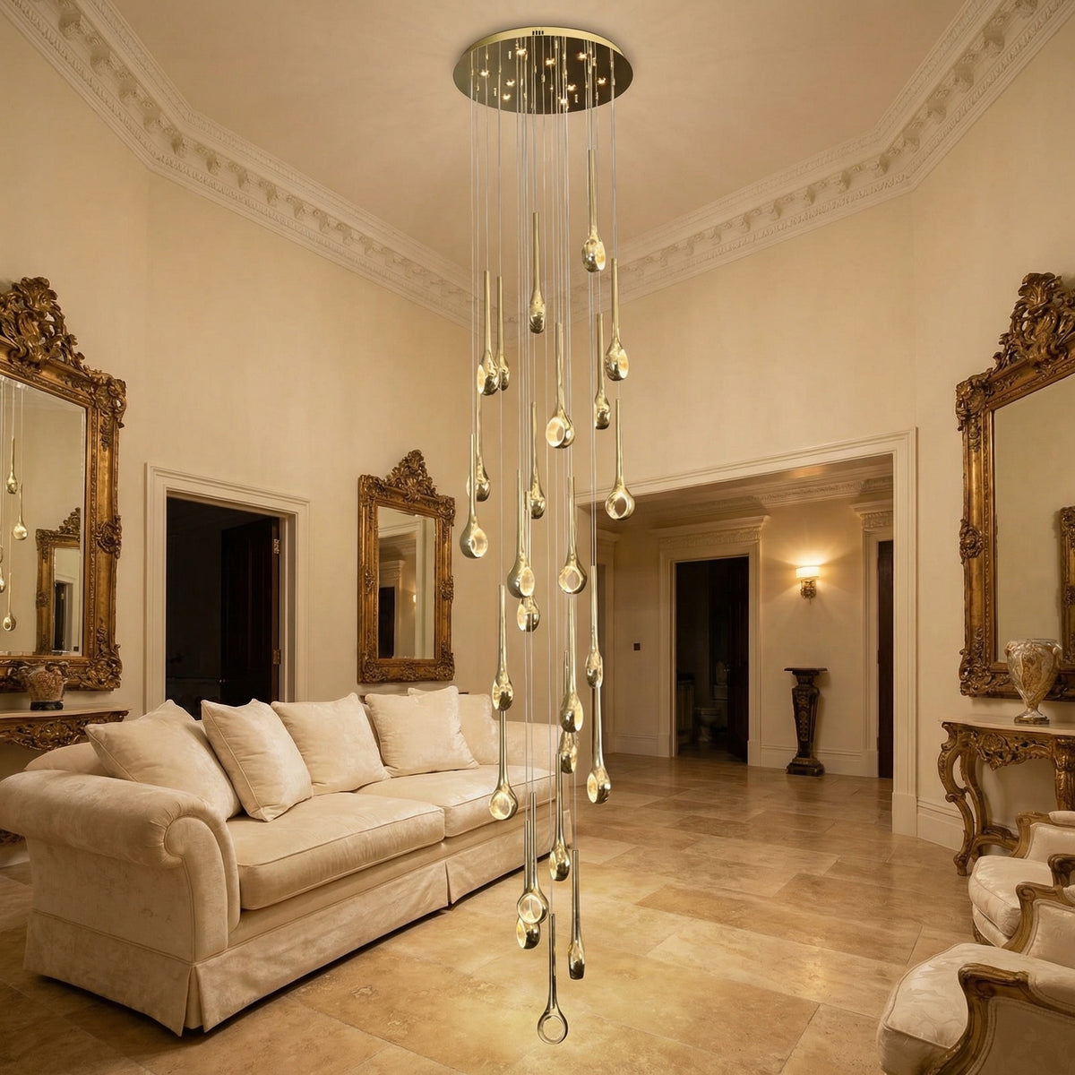 Yiosi Series Oval Crystal Pendant Light 39" Style B - scene-1