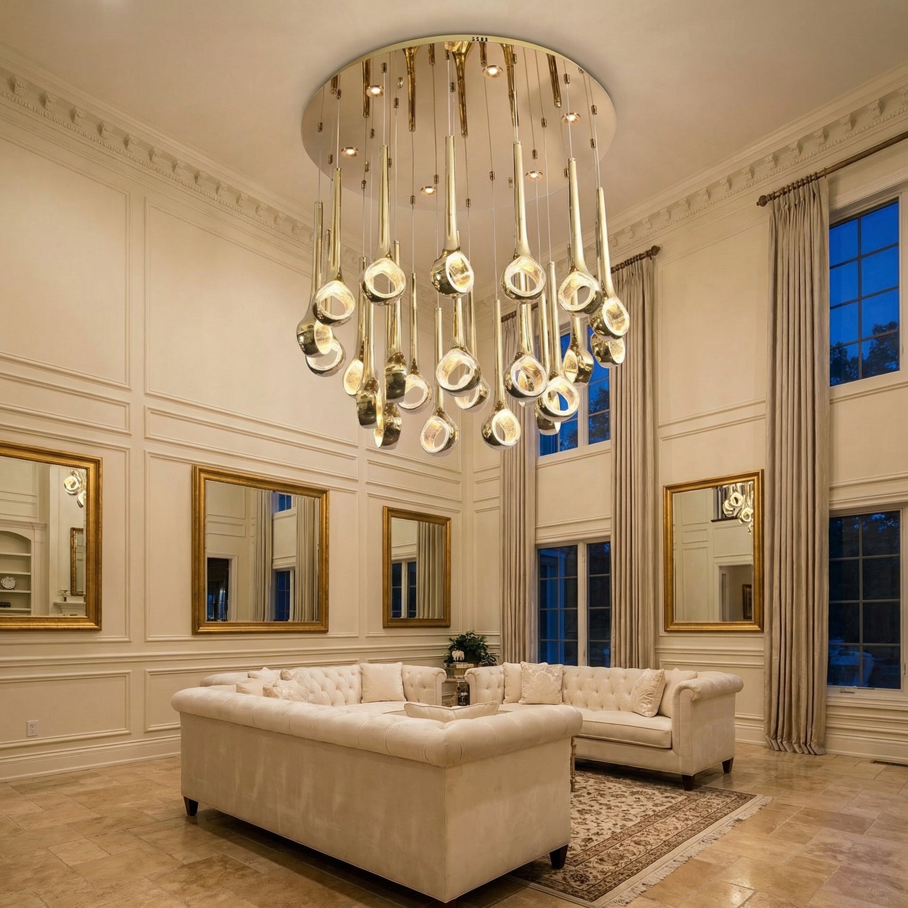 Yiosi Series Oval Crystal Pendant Light 39" Style B - scene-1