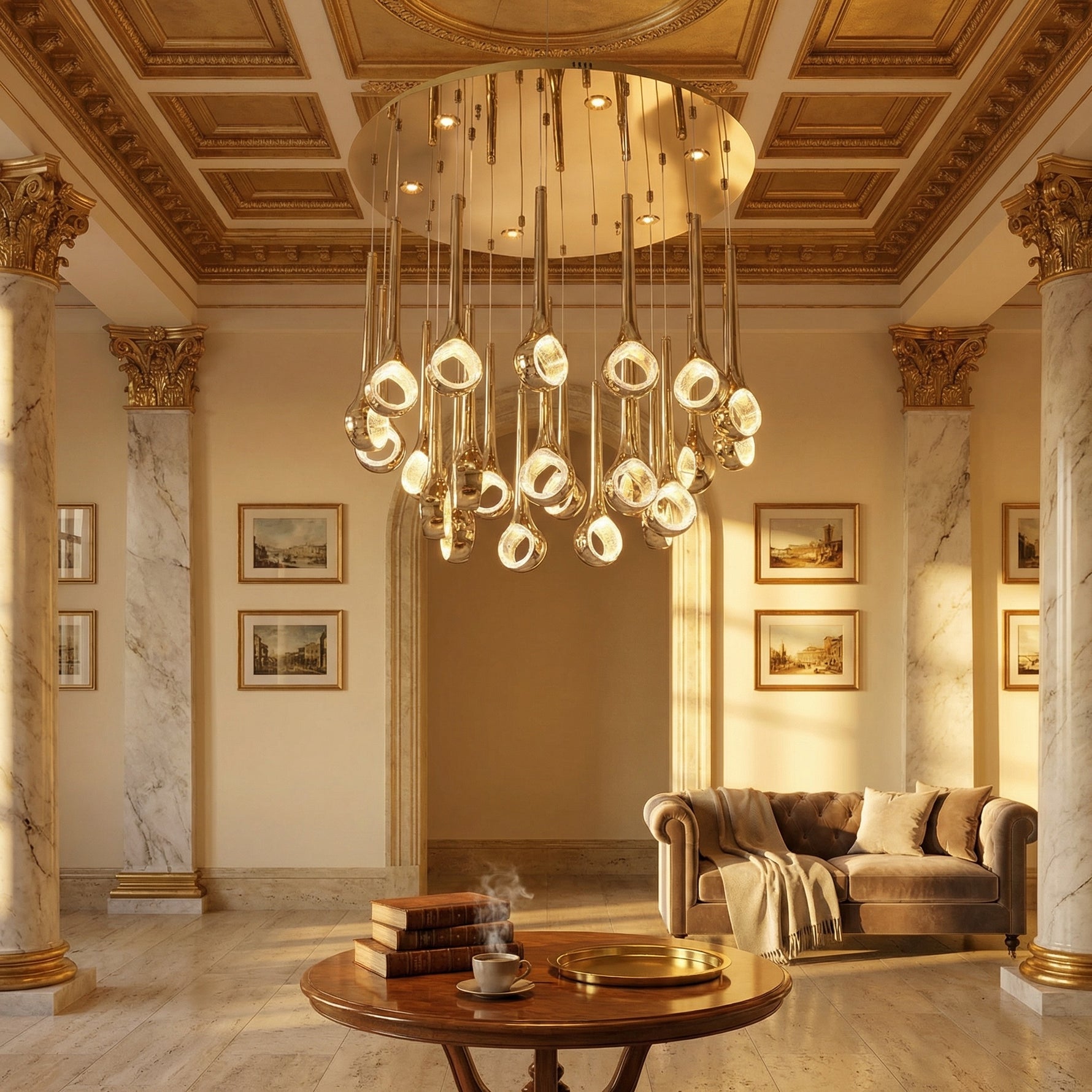 Yiosi Series Oval Crystal Pendant Light 39" Style B - scene-3
