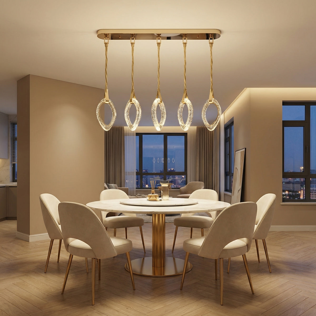 Yiosi Series Oval Crystal Pendant Light 39" Style C - scene-1