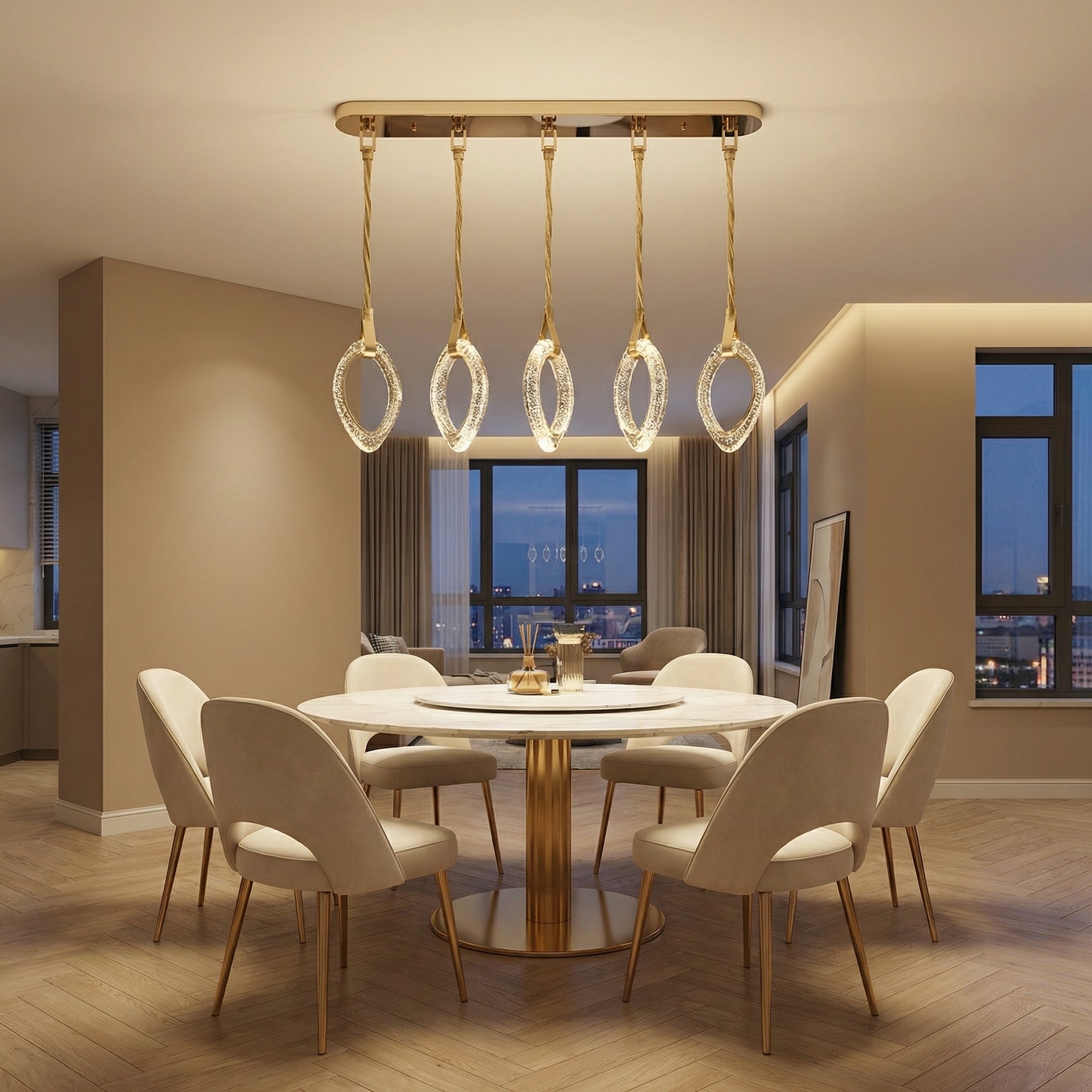 Yiosi Series Oval Crystal Pendant Light 39" Style C - scene-1