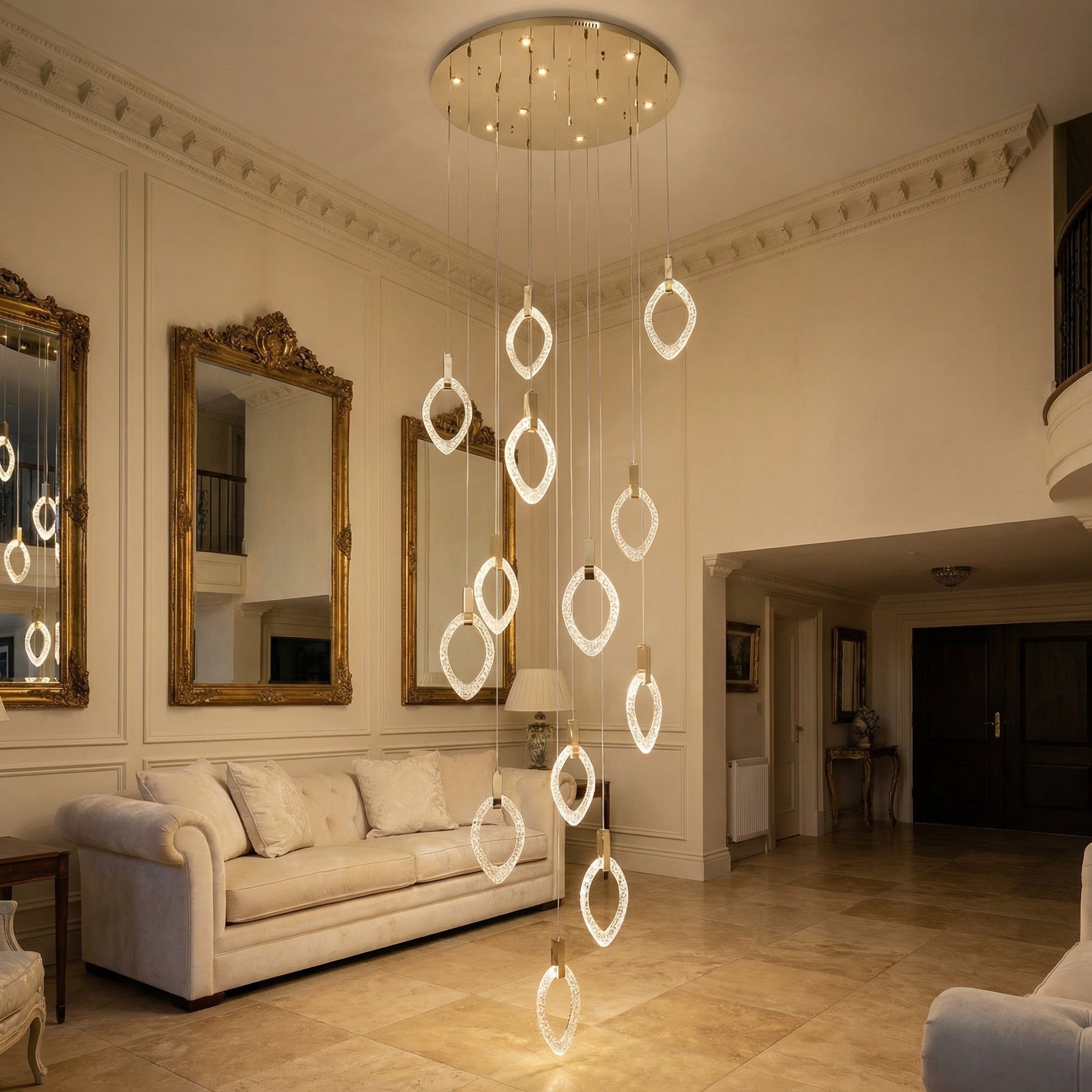 Yiosi Series Oval Crystal Pendant Light 39" Style C - scene-1