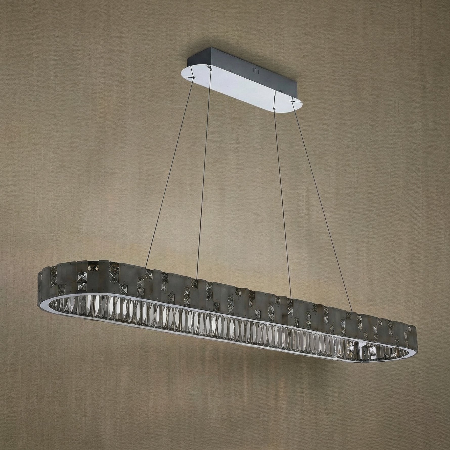 Yiosi Series Oval Crystal Pendant Light 52" - dark