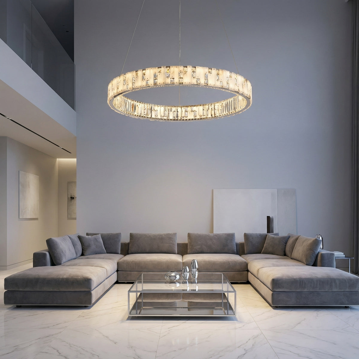 Yiosi Series Oval Crystal Pendant Light 52" - scene-1