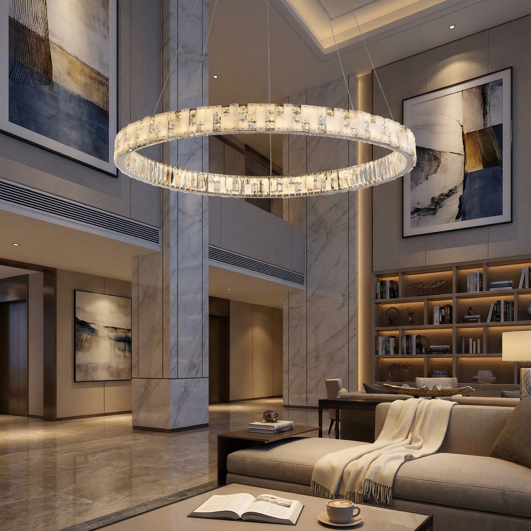 Yiosi Series Oval Crystal Pendant Light 52" - scene-3