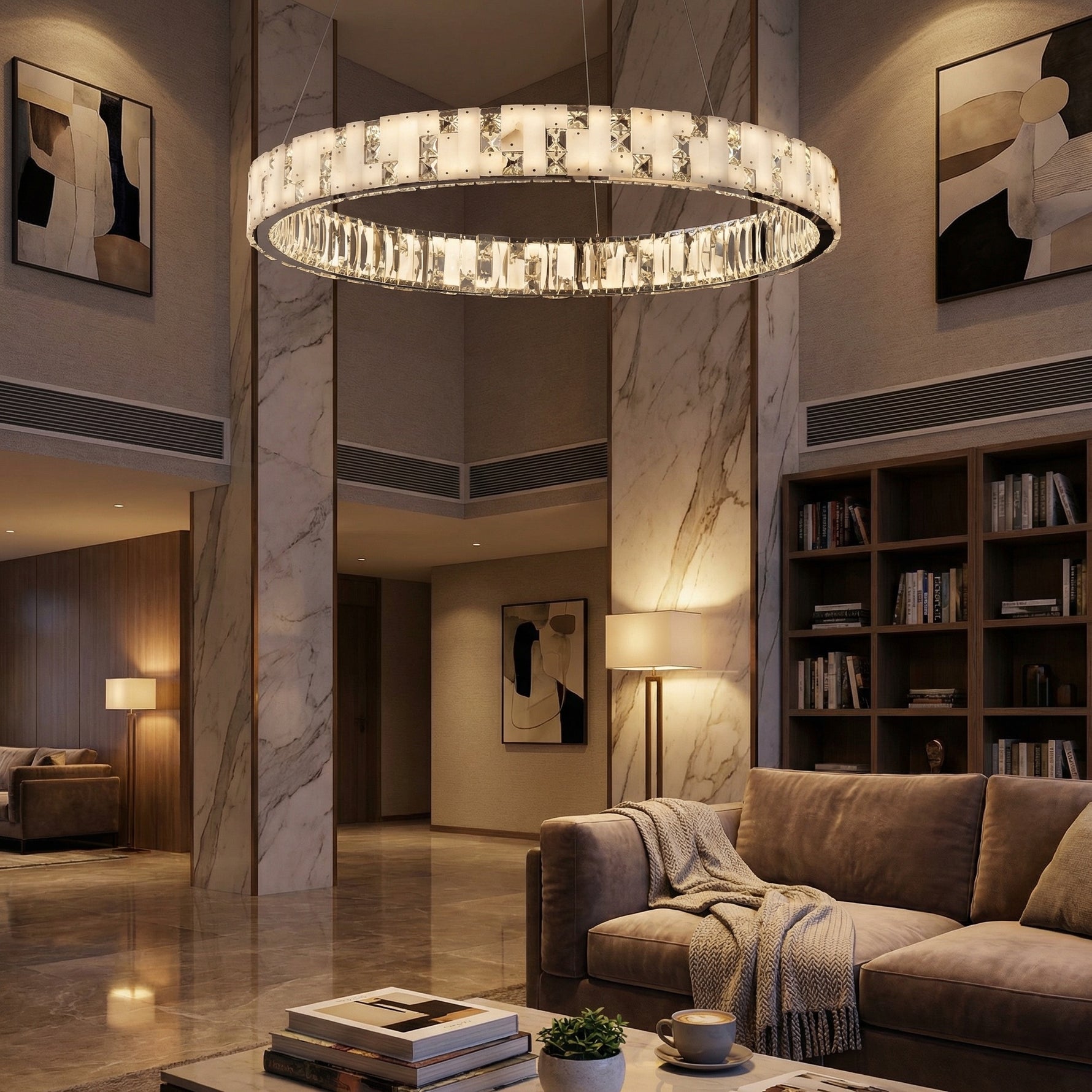 Yiosi Series Oval Crystal Pendant Light 52" - scene-3