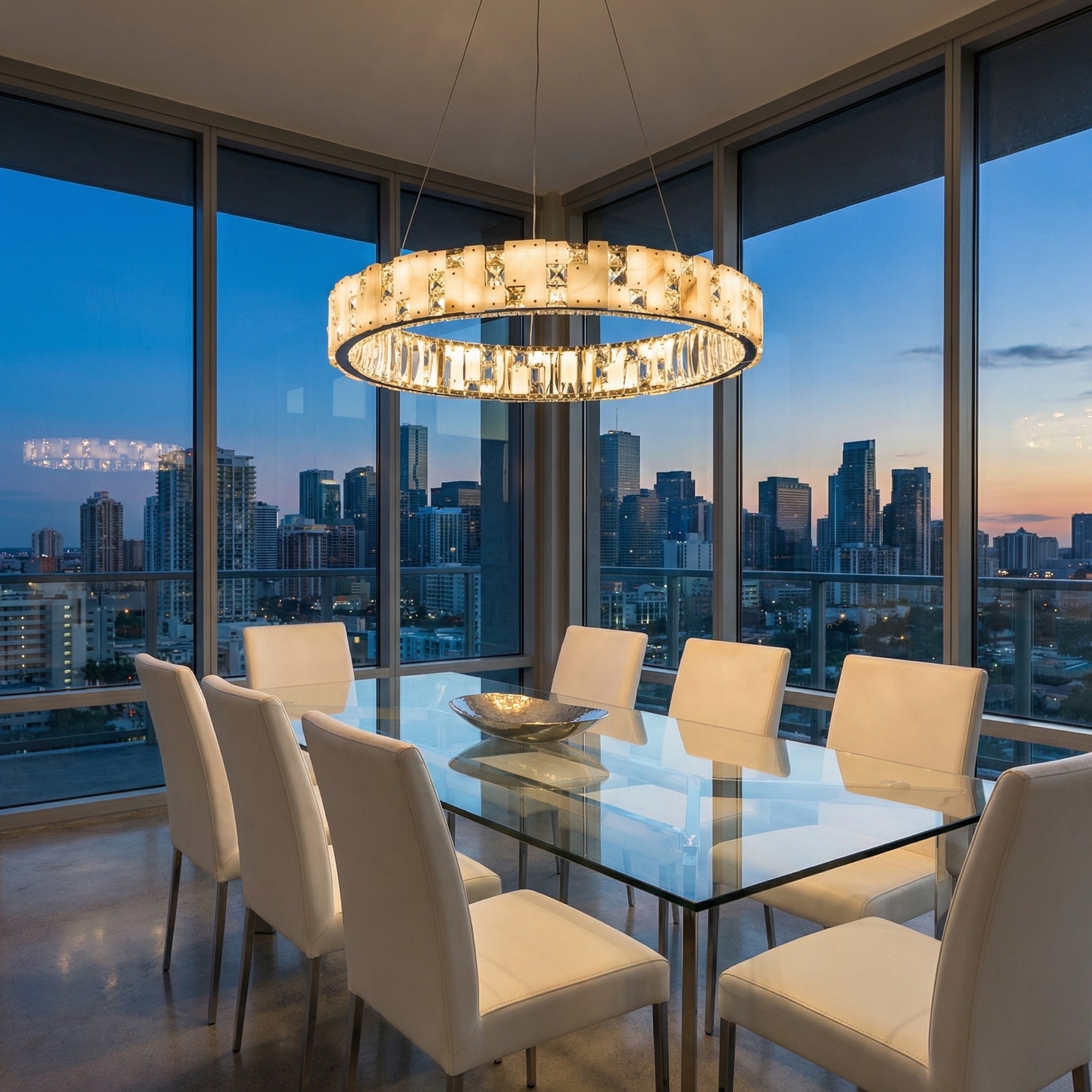 Yiosi Series Oval Crystal Pendant Light 52" - scene-2