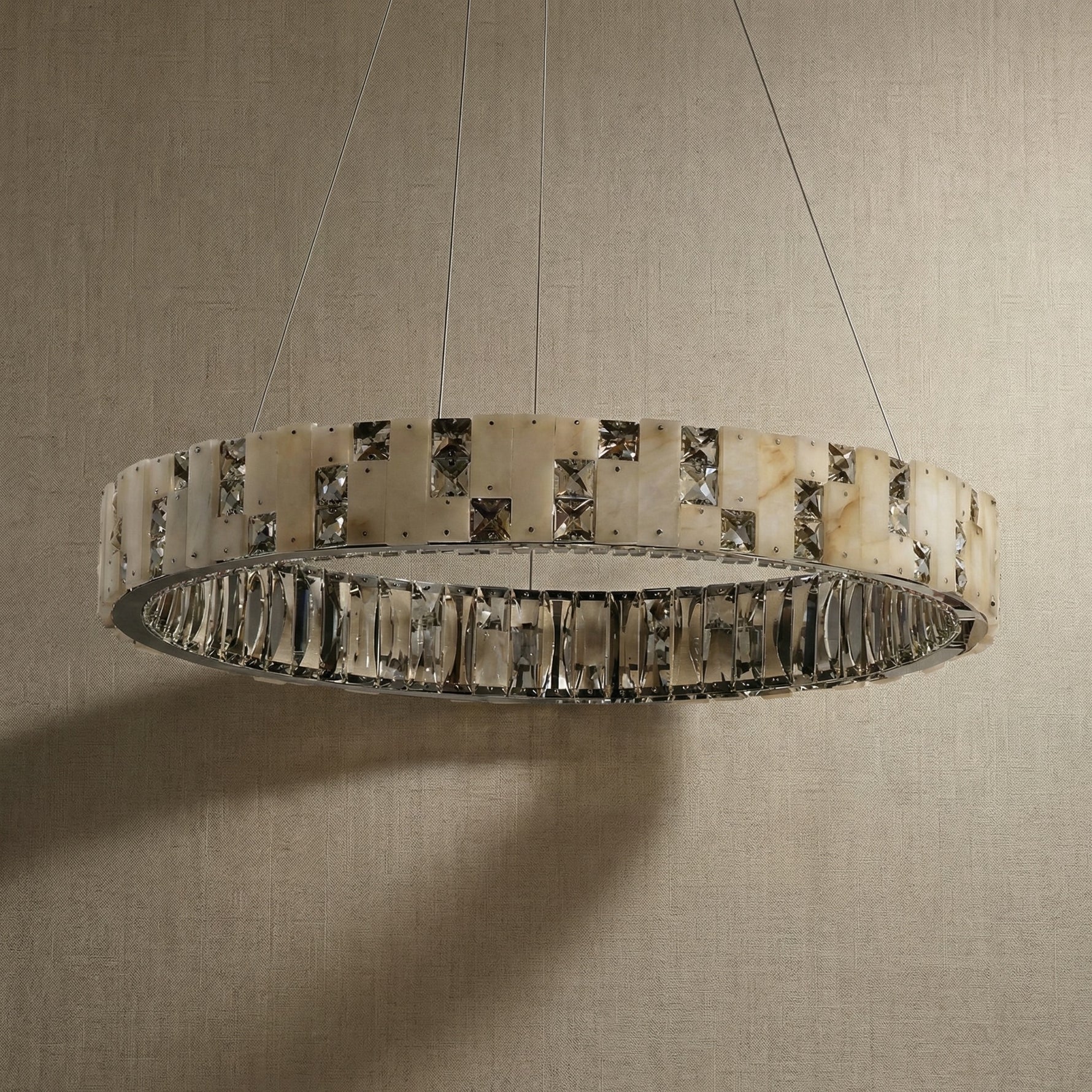 Yiosi Series Oval Crystal Pendant Light 52" - dark