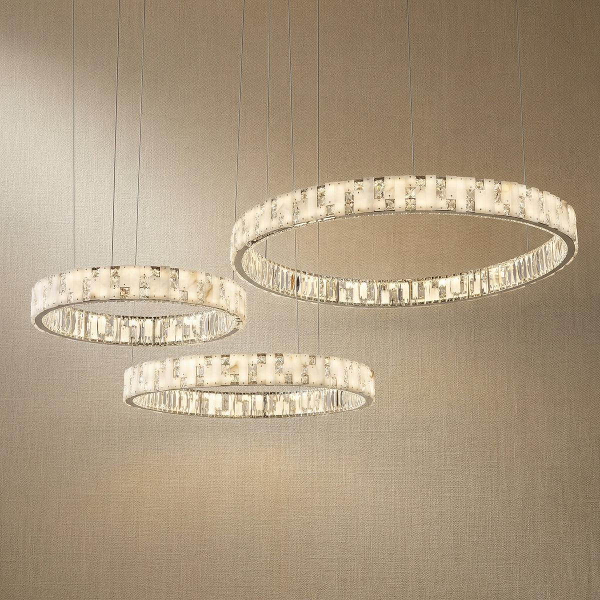 Yiosi Series Oval Crystal Pendant Light 52" - 22" (Dia 570mm)