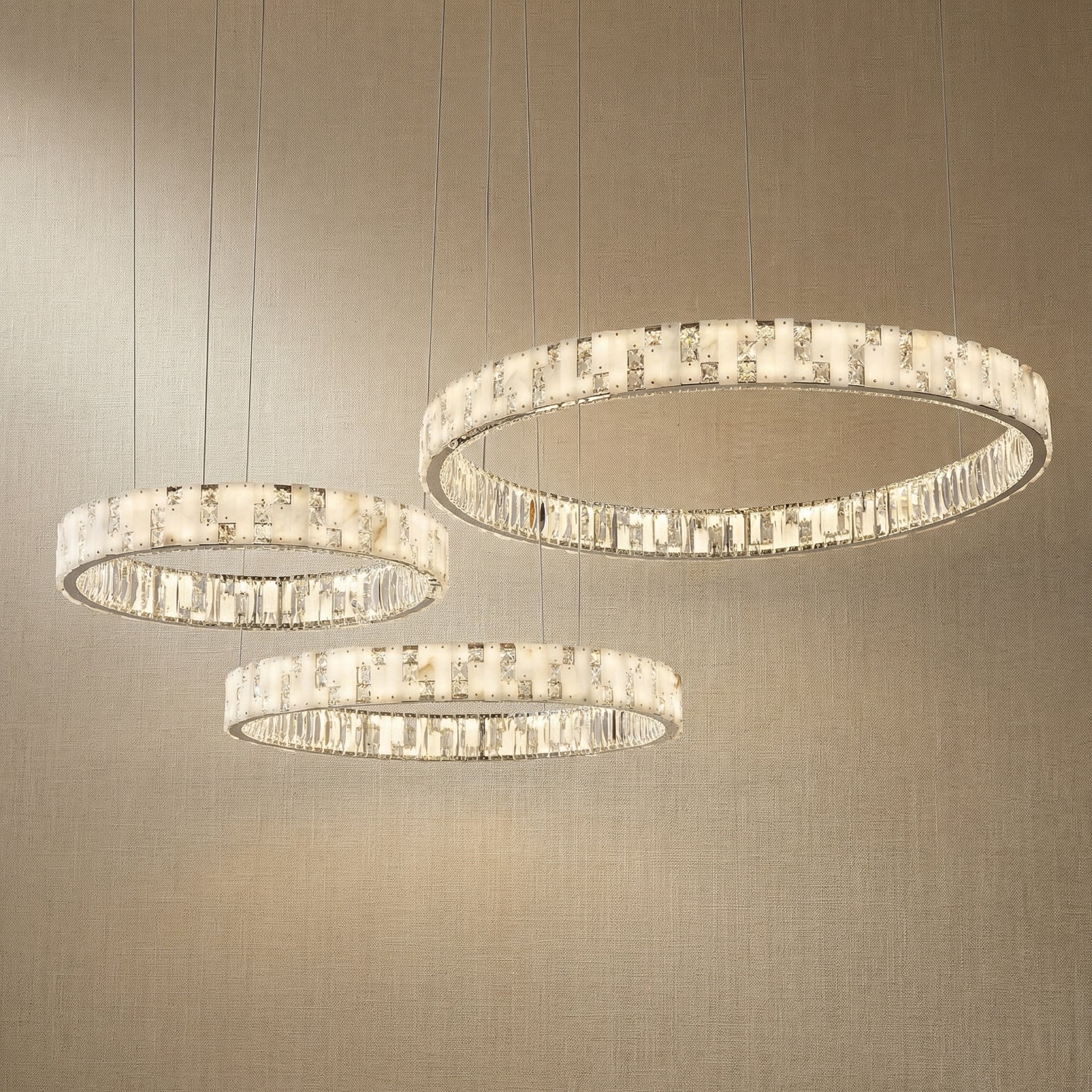 Yiosi Series Oval Crystal Pendant Light 52" - 22" (Dia 570mm)