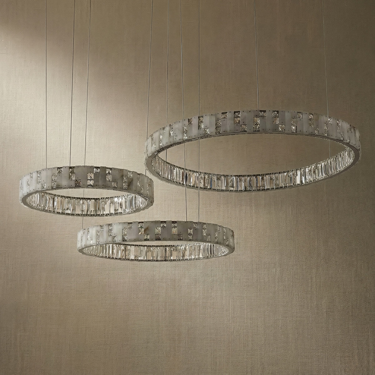 Yiosi Series Oval Crystal Pendant Light 52" - dark