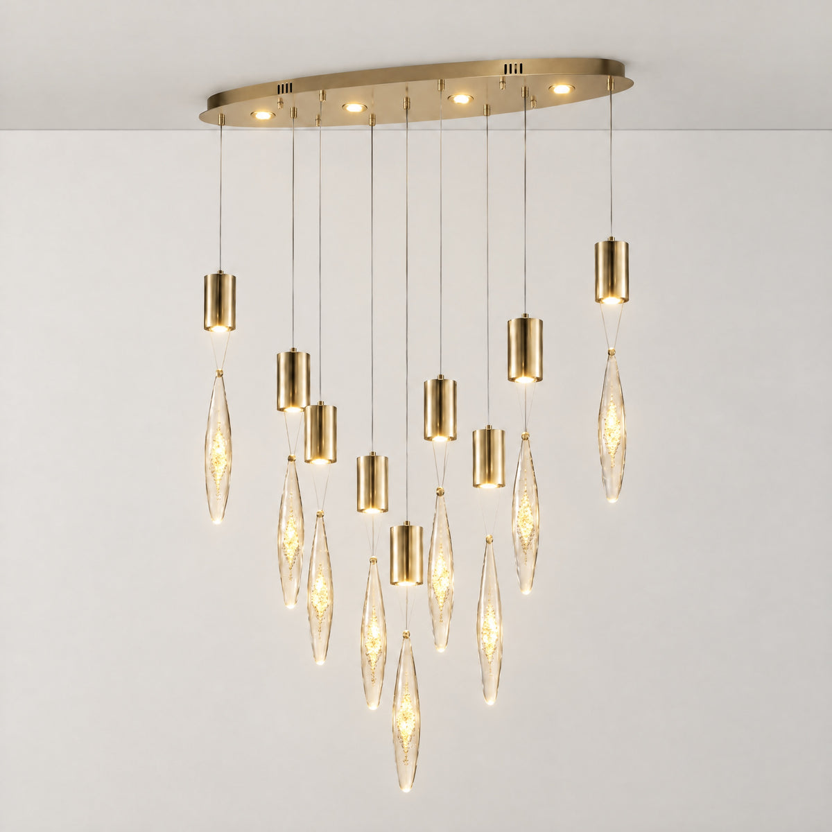 Aspen Hand-Blown Glass Oval Chandelier 39" L