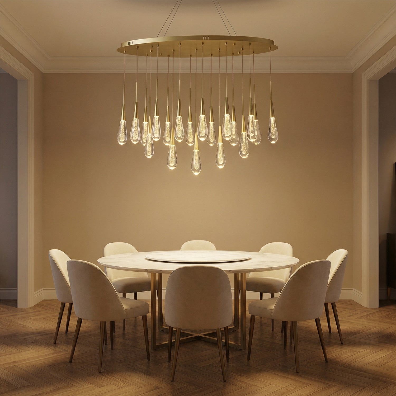 Yiosi Series Oval Glass Pendant Light 39" Style A - scene-1
