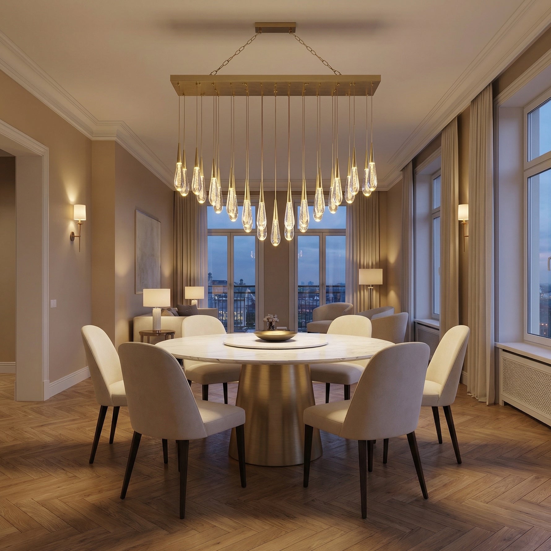 Yiosi Series Oval Glass Pendant Light 39" Style A - scene-1