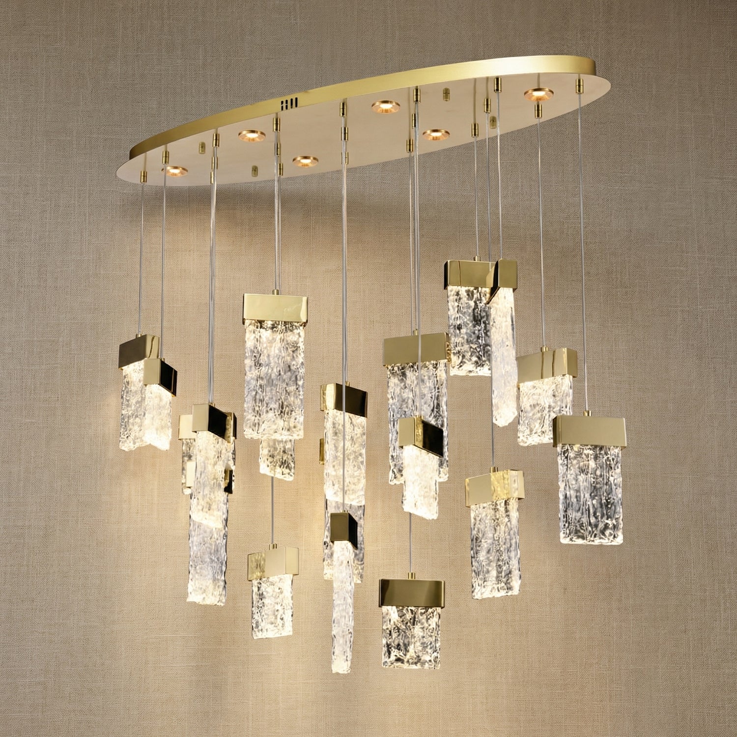Yiosi Series Oval Glass Pendant Light 39" Style B - 39" Linear (L1000mm)