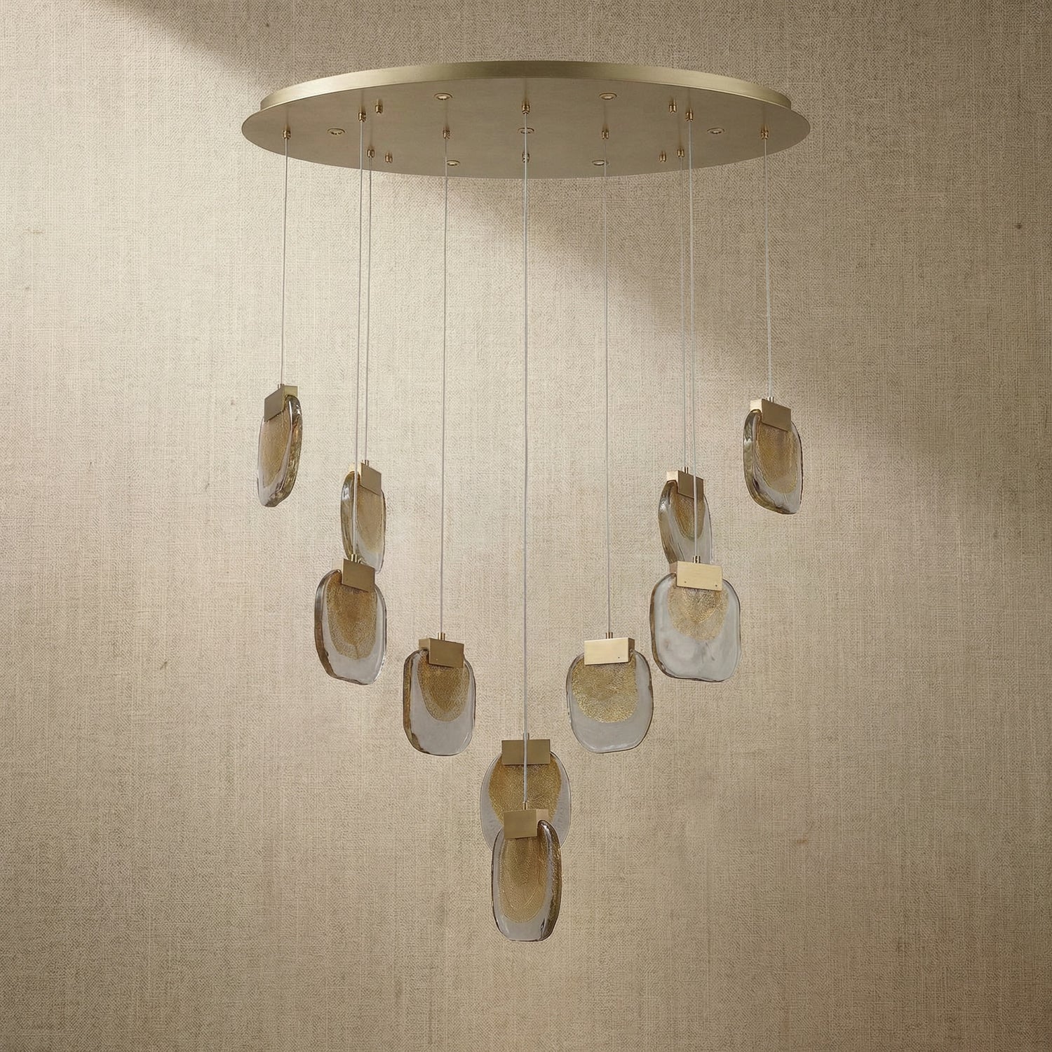 Yiosi Series Oval Glass Pendant Light 39" Style C - dark