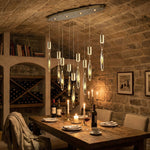 Yiosi Series Oval Glass Pendant Light 39" Style D - scene-3