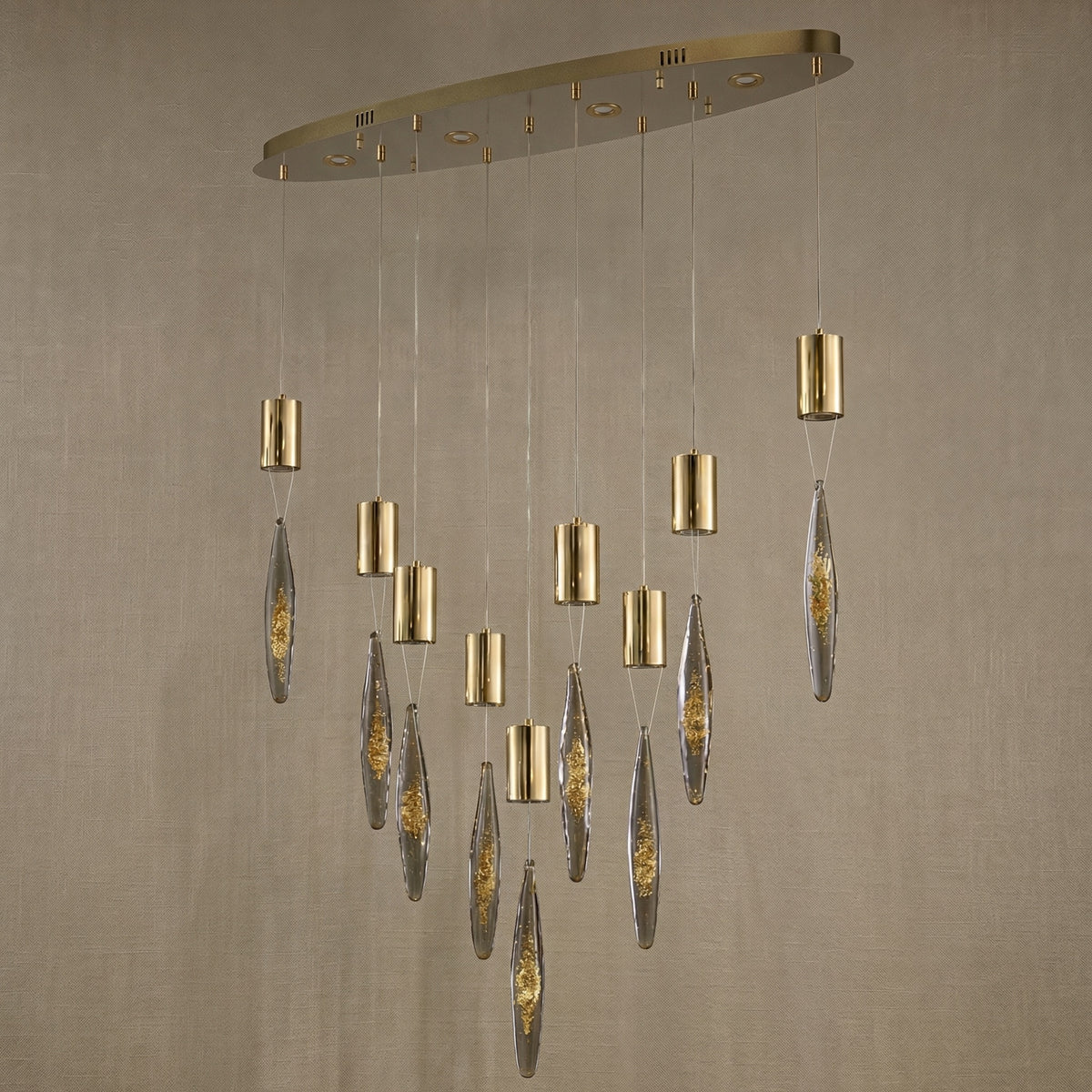Yiosi Series Oval Glass Pendant Light 39" Style D - dark