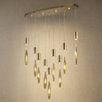 Yiosi Series Oval Glass Pendant Light 39" Style D - Mirror finish champagne gold Oval B