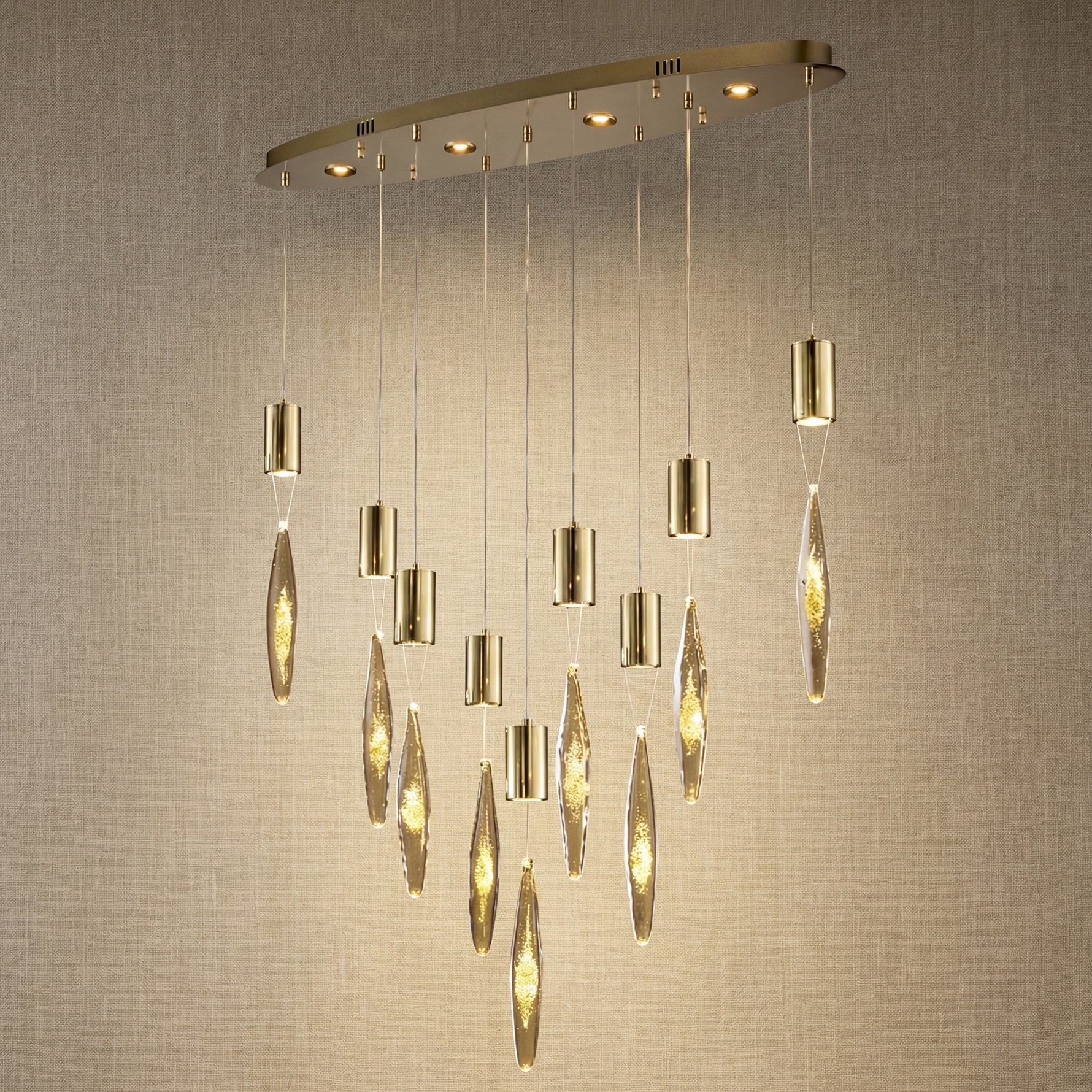 Yiosi Series Oval Glass Pendant Light 39" Style D - Mirror finish champagne gold Oval B