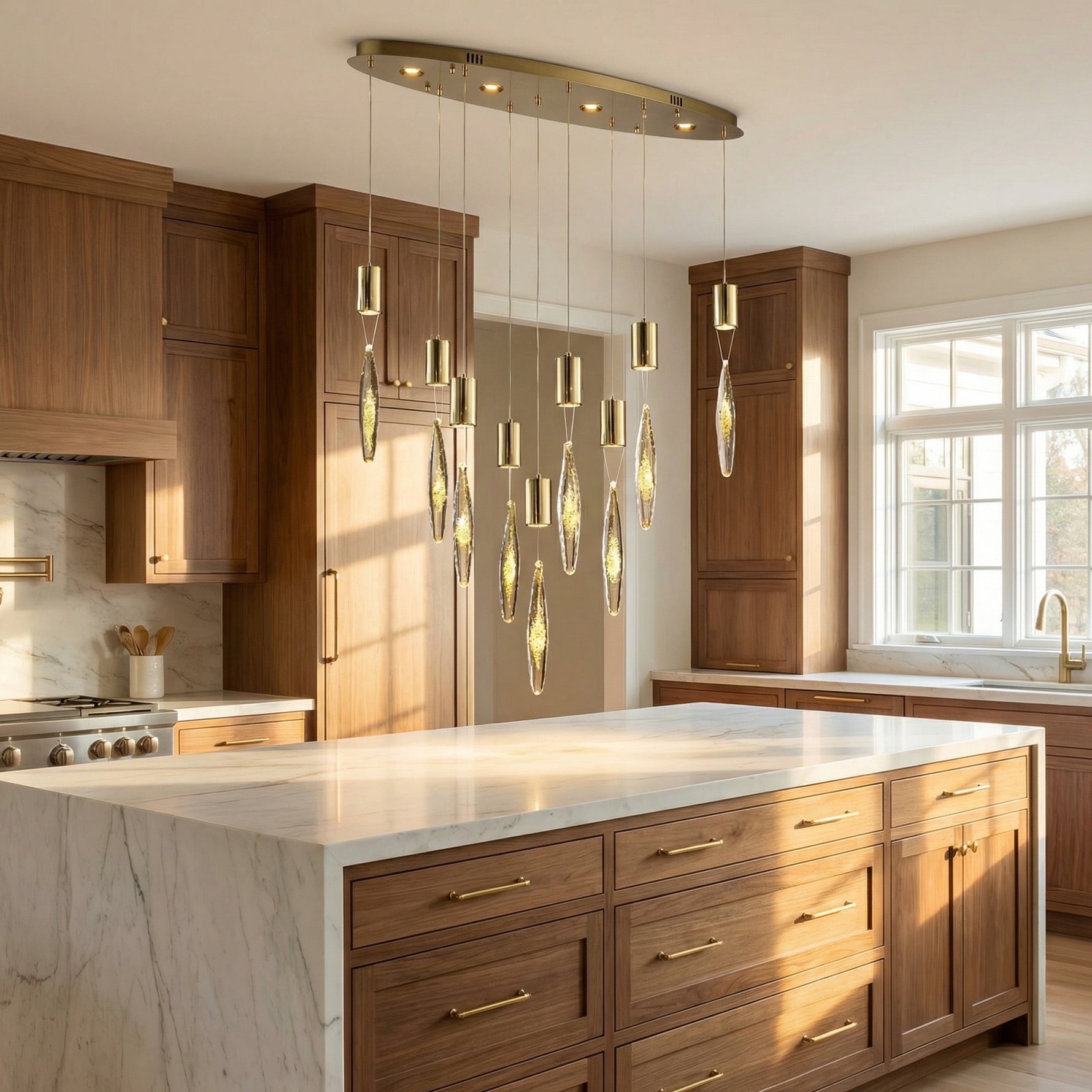 Yiosi Series Oval Glass Pendant Light 39" Style D - scene-2