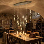 Yiosi Series Oval Glass Pendant Light 39" Style D - scene-3