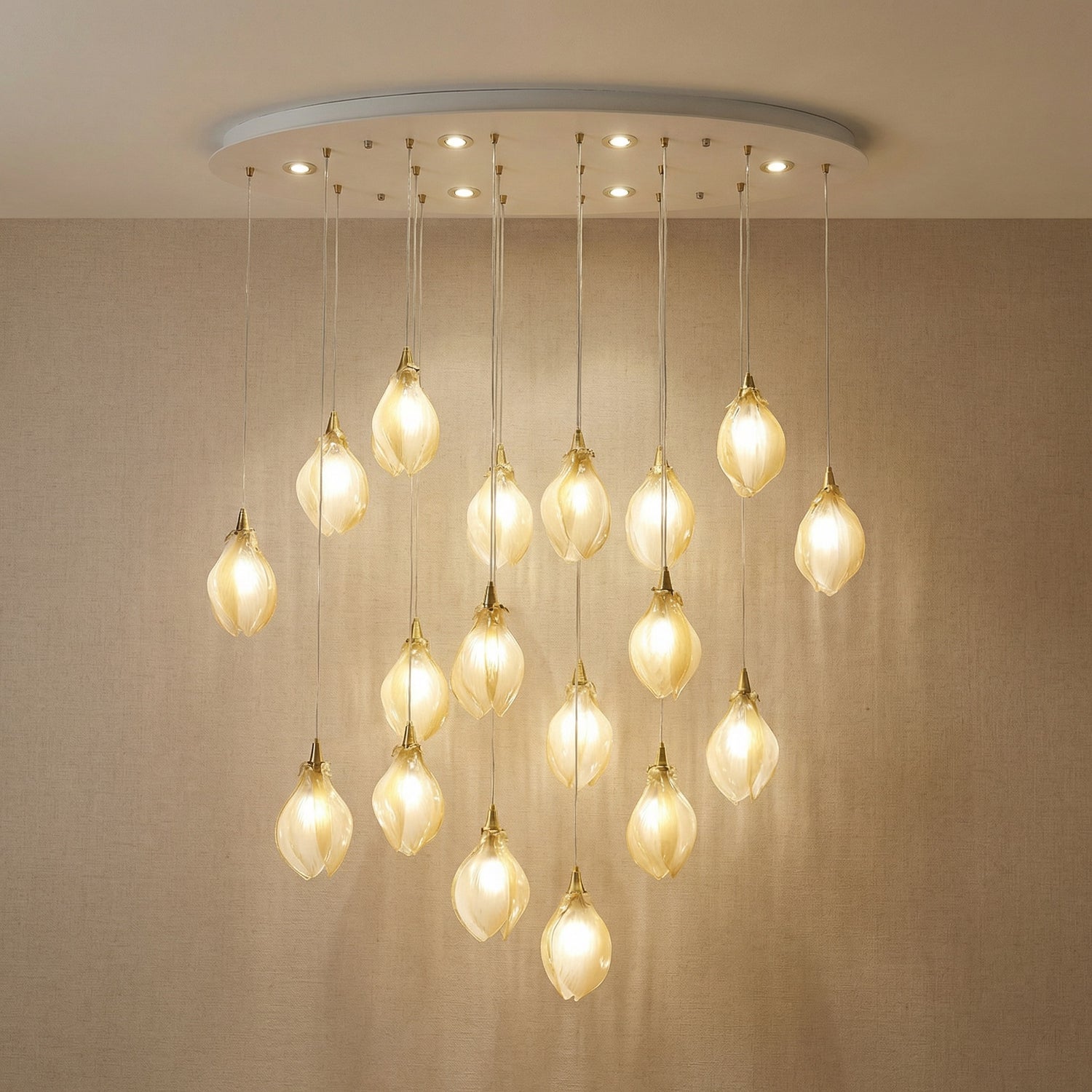 Yiosi Series Oval Glass Pendant Light 39" Style E - 39" Linear (L1000mm)