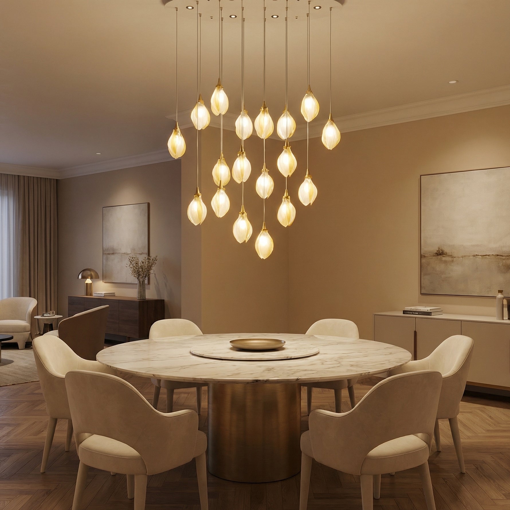 Yiosi Series Oval Glass Pendant Light 39" Style E - scene-1