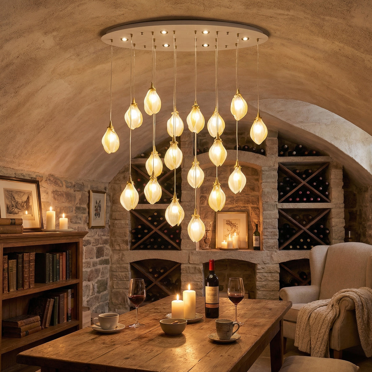 Yiosi Series Oval Glass Pendant Light 39" Style E - scene-3