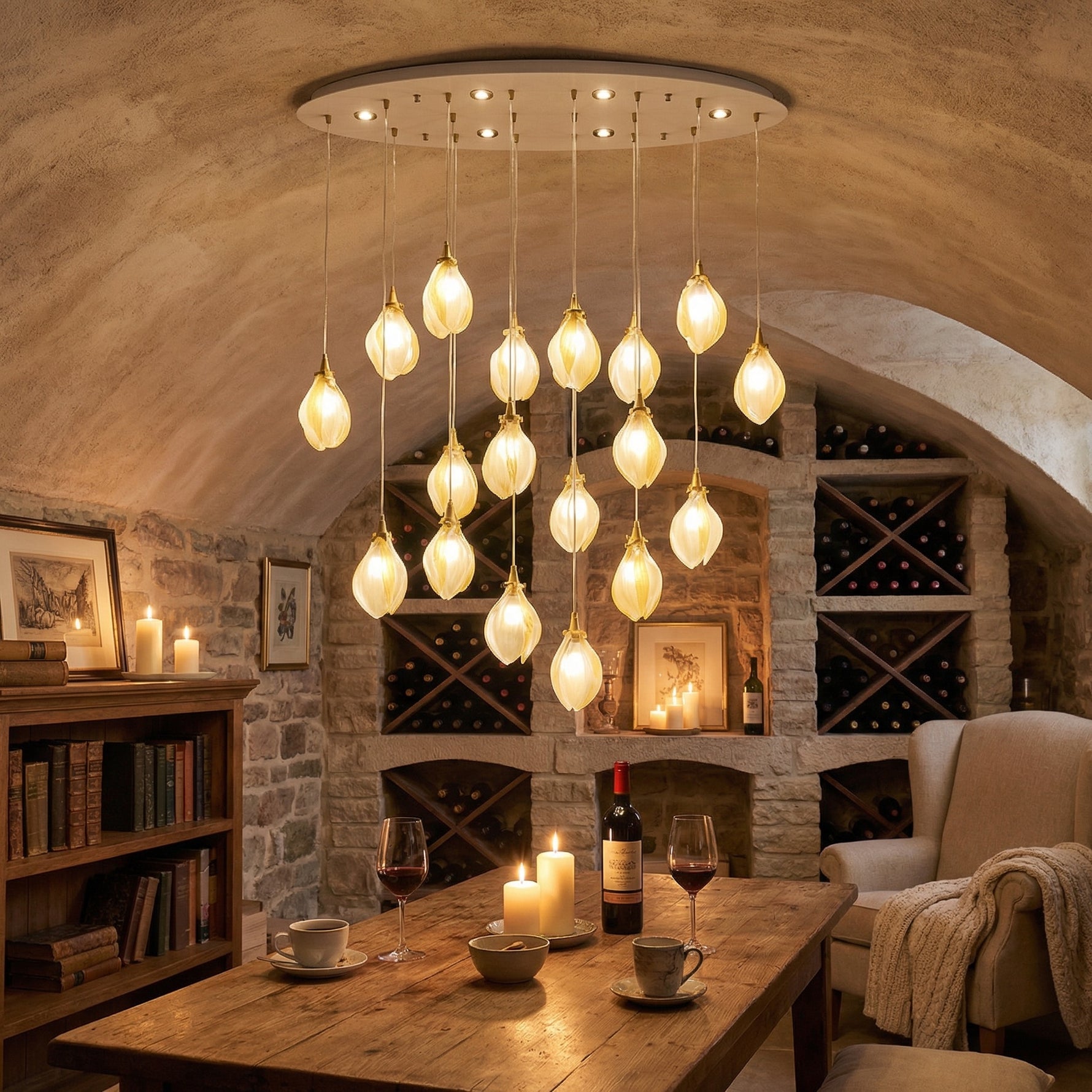 Yiosi Series Oval Glass Pendant Light 39" Style E - scene-3