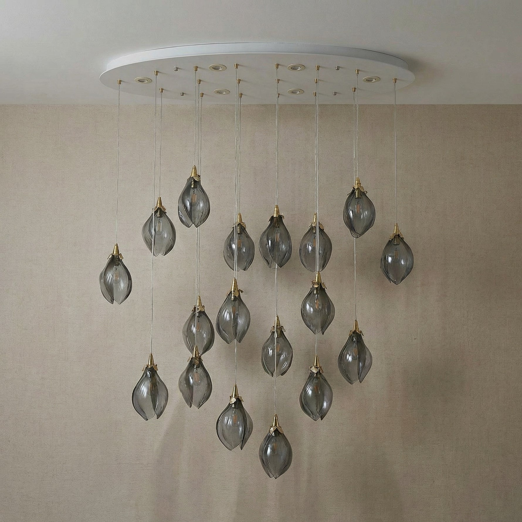 Yiosi Series Oval Glass Pendant Light 39" Style E - dark