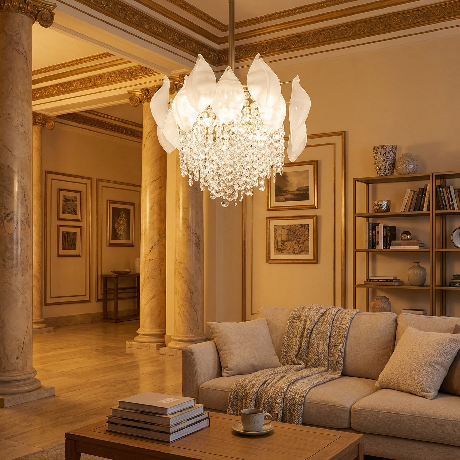 Yiosi Series Oval Glass Pendant Light 39" Style E - scene-3