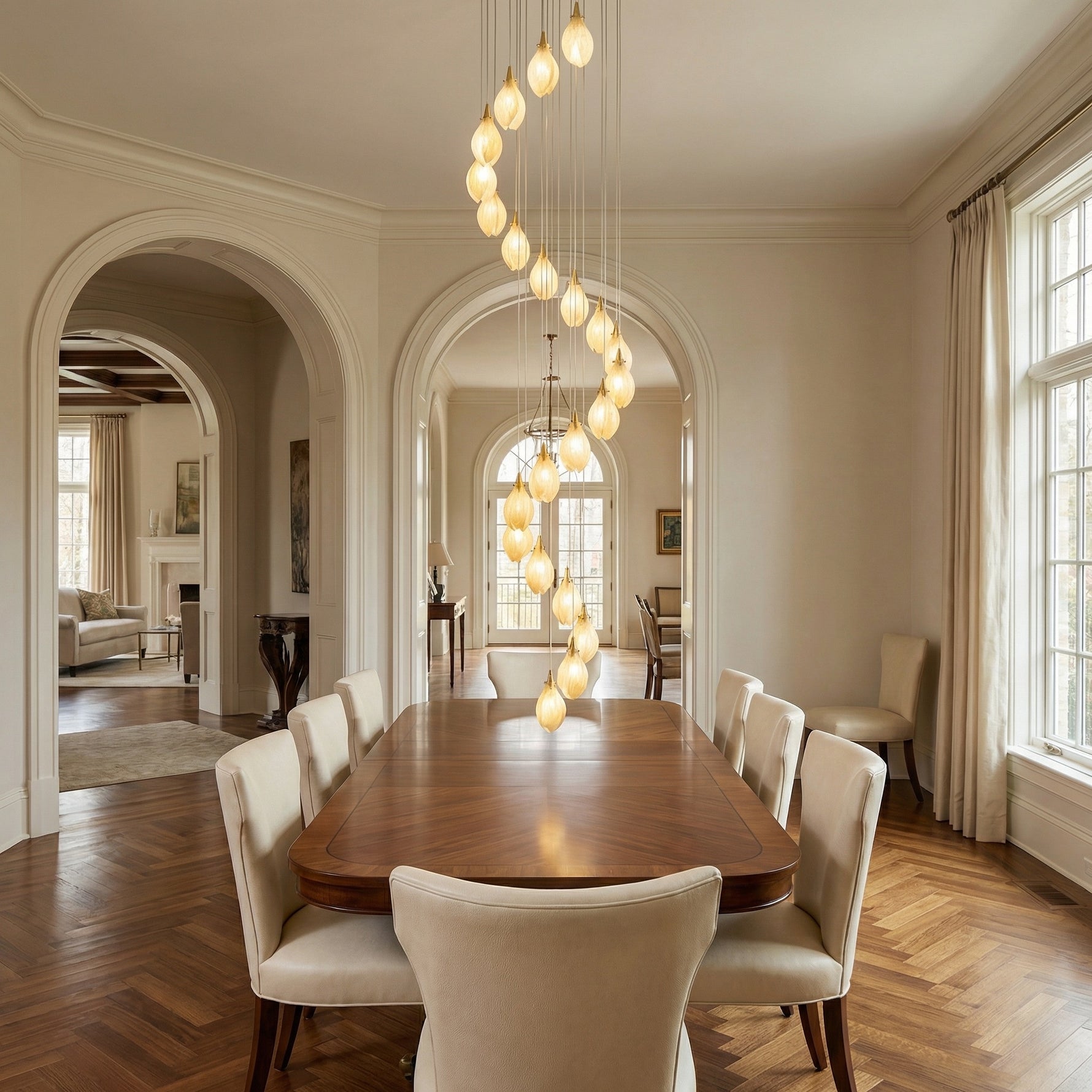 Yiosi Series Oval Glass Pendant Light 39" Style E - scene-2