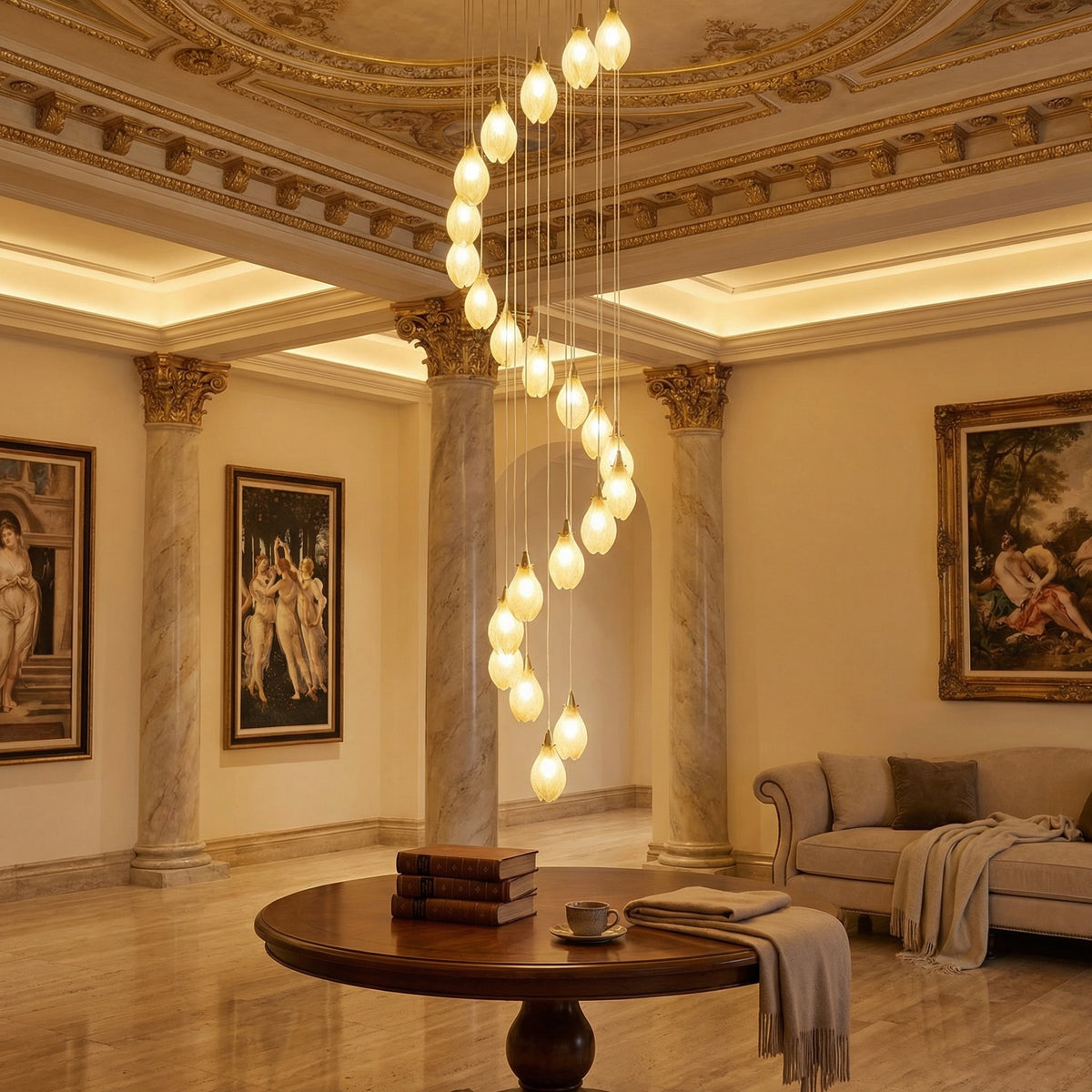 Yiosi Series Oval Glass Pendant Light 39" Style E - scene-3