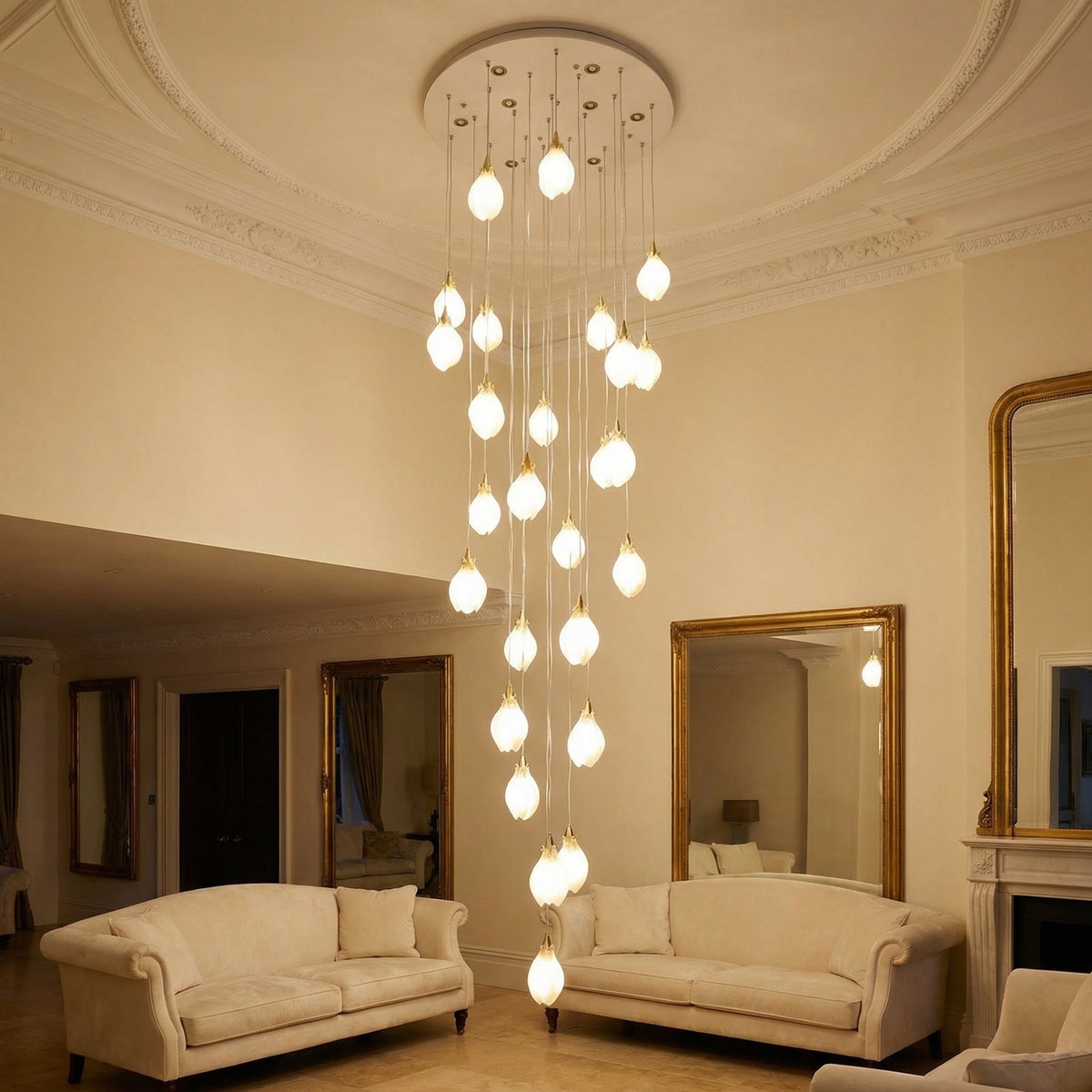 Yiosi Series Oval Glass Pendant Light 39" Style E - scene-1