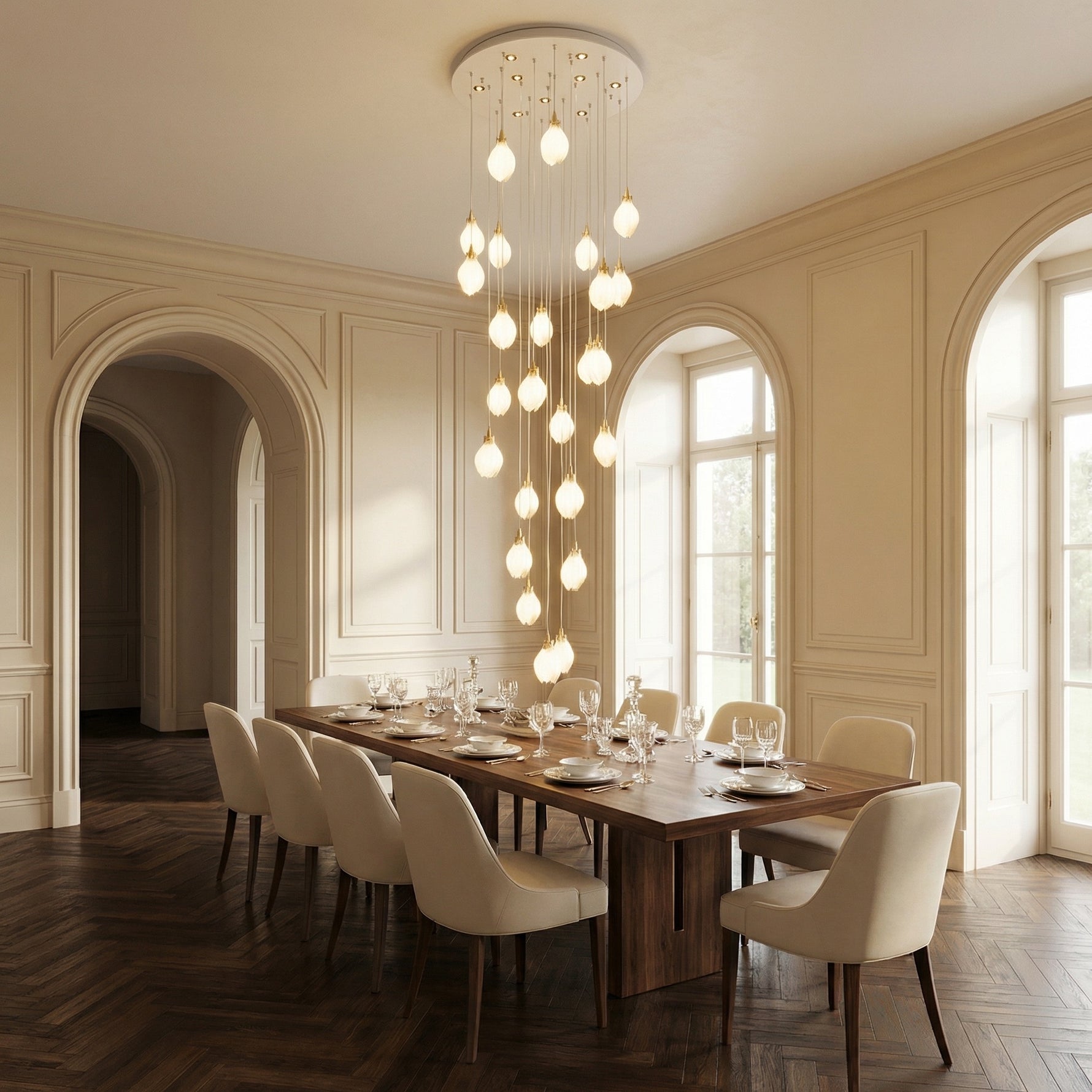 Yiosi Series Oval Glass Pendant Light 39" Style E - scene-2