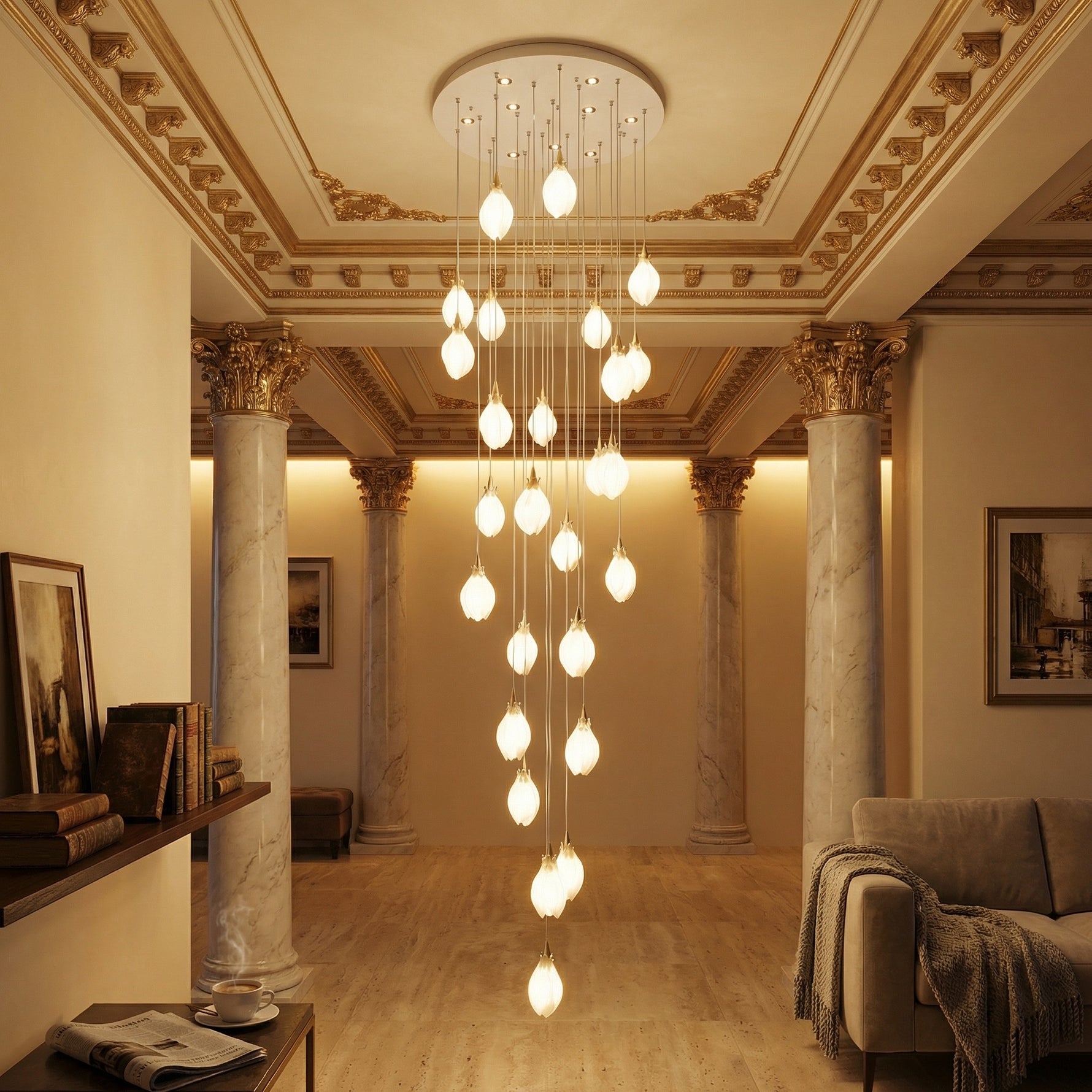 Yiosi Series Oval Glass Pendant Light 39" Style E - scene-3