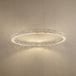 Yiosi Vera 39 inch crystal & alabaster ring chandelier with chrome finish — modern dining pendant