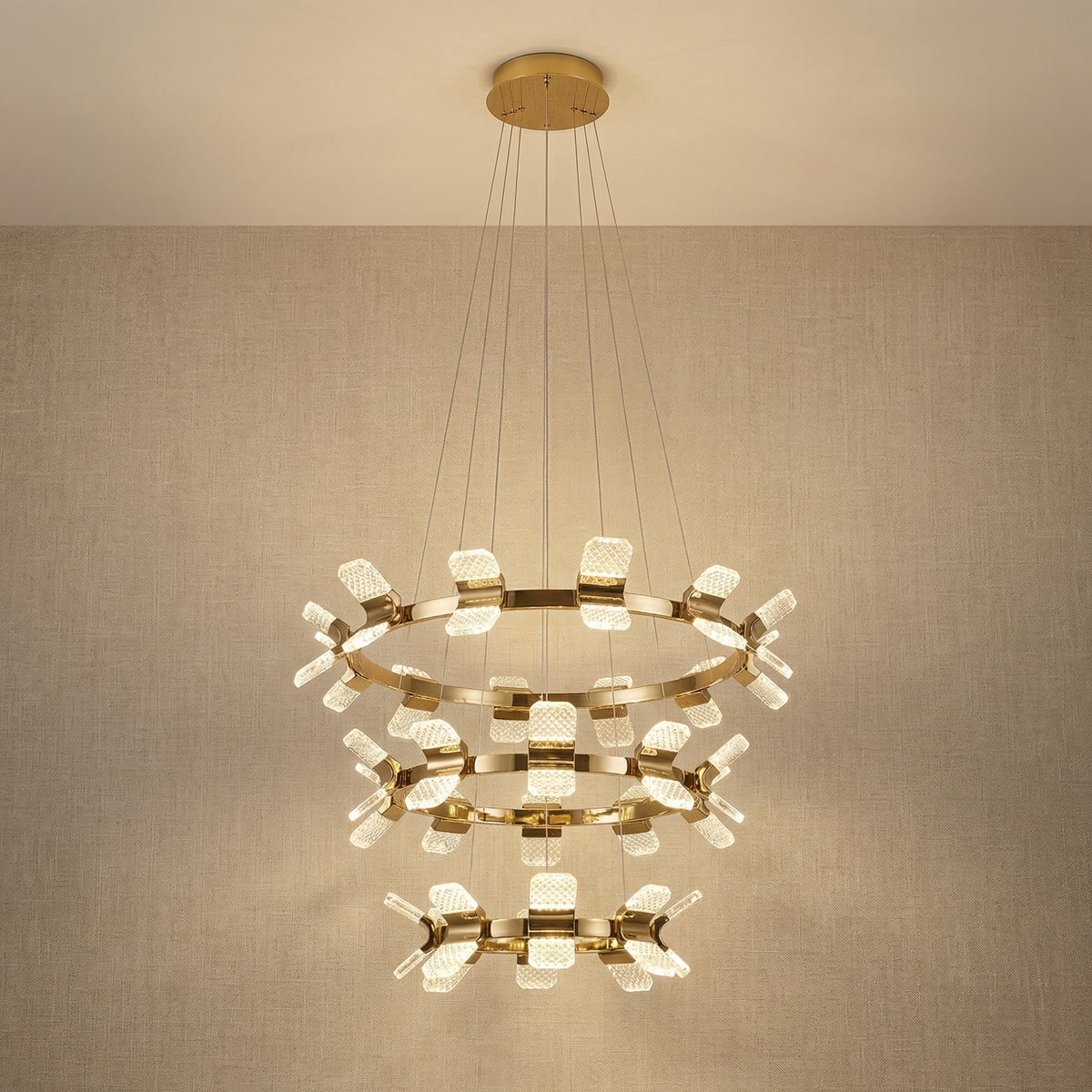 Yiosi Weaving Light 3-Tier Nested Crystal Pendant Light - 39" (Dia 1000mm)