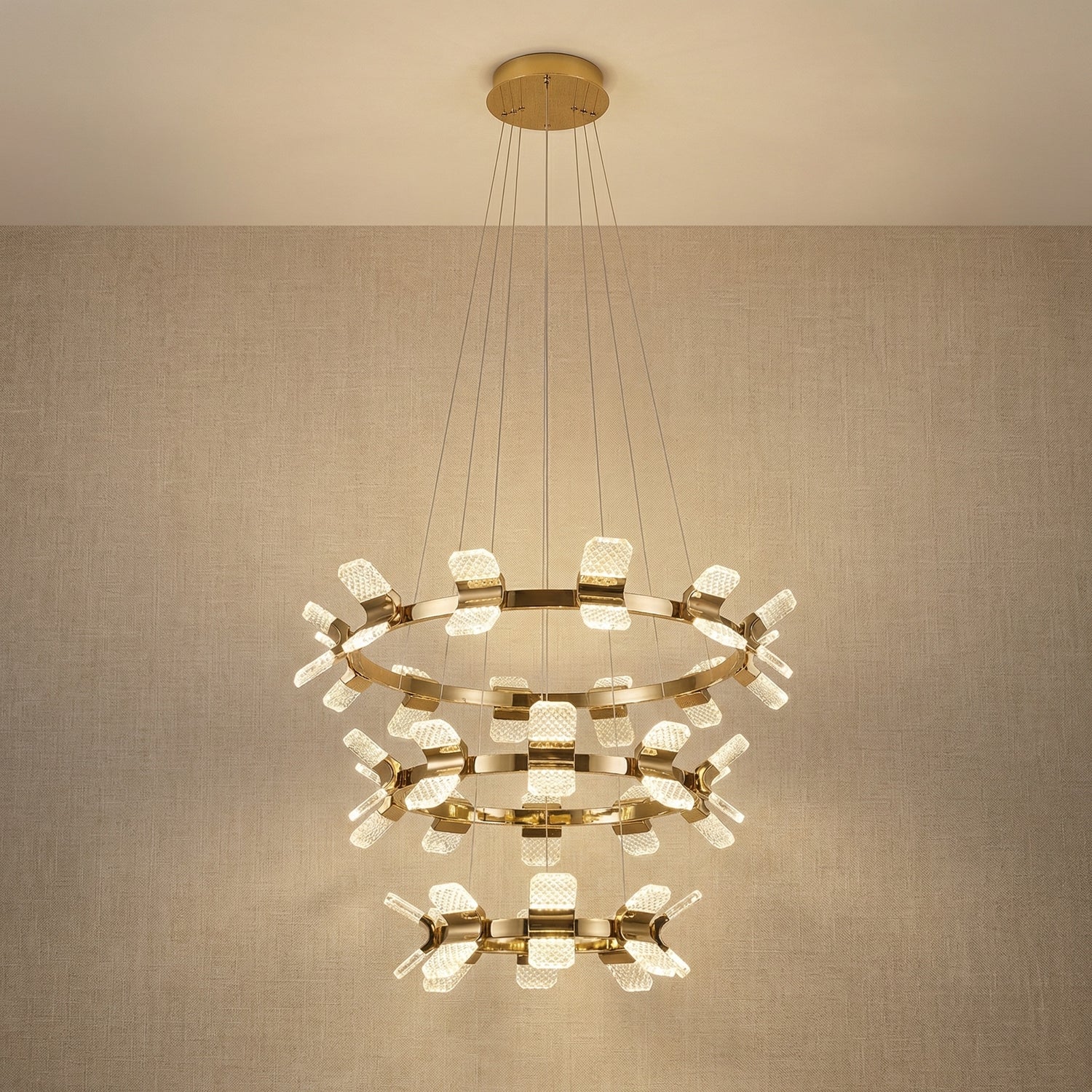 Yiosi Weaving Light 3-Tier Nested Crystal Pendant Light - 39" (Dia 1000mm)
