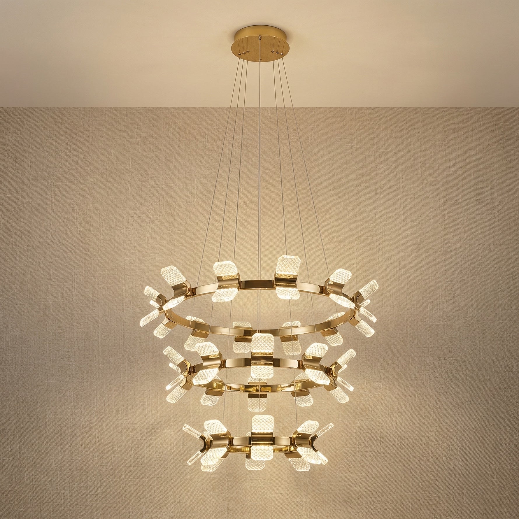 Yiosi Weaving Light 3-Tier Nested Crystal Pendant Light - 39" (Dia 1000mm)