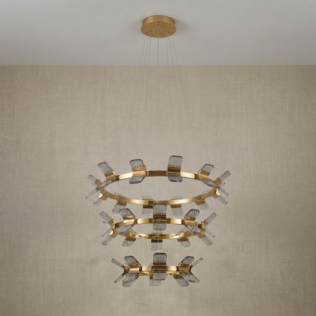 Yiosi Weaving Light 3-Tier Nested Crystal Pendant Light - dark