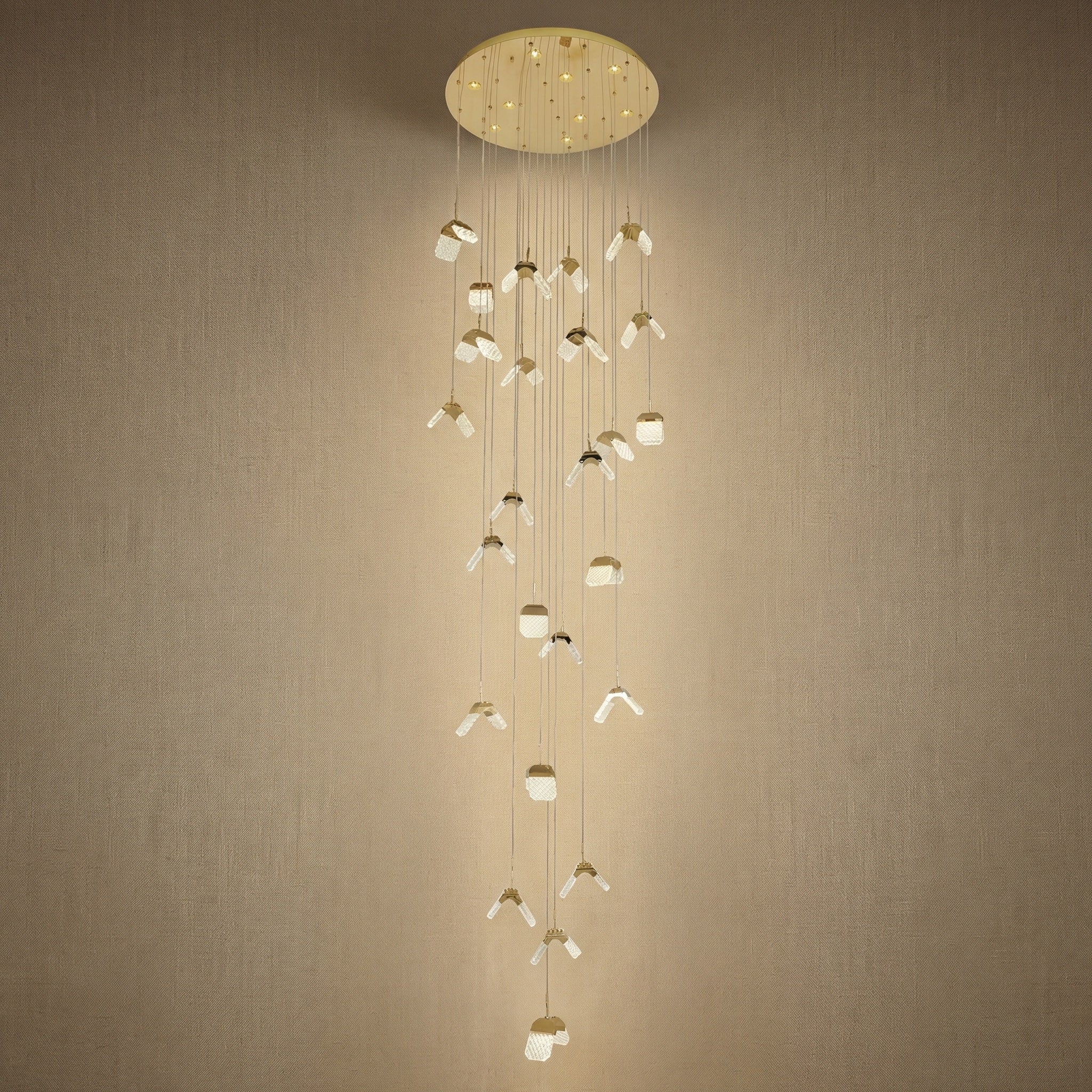 Pendant Light Staircase in champagne gold